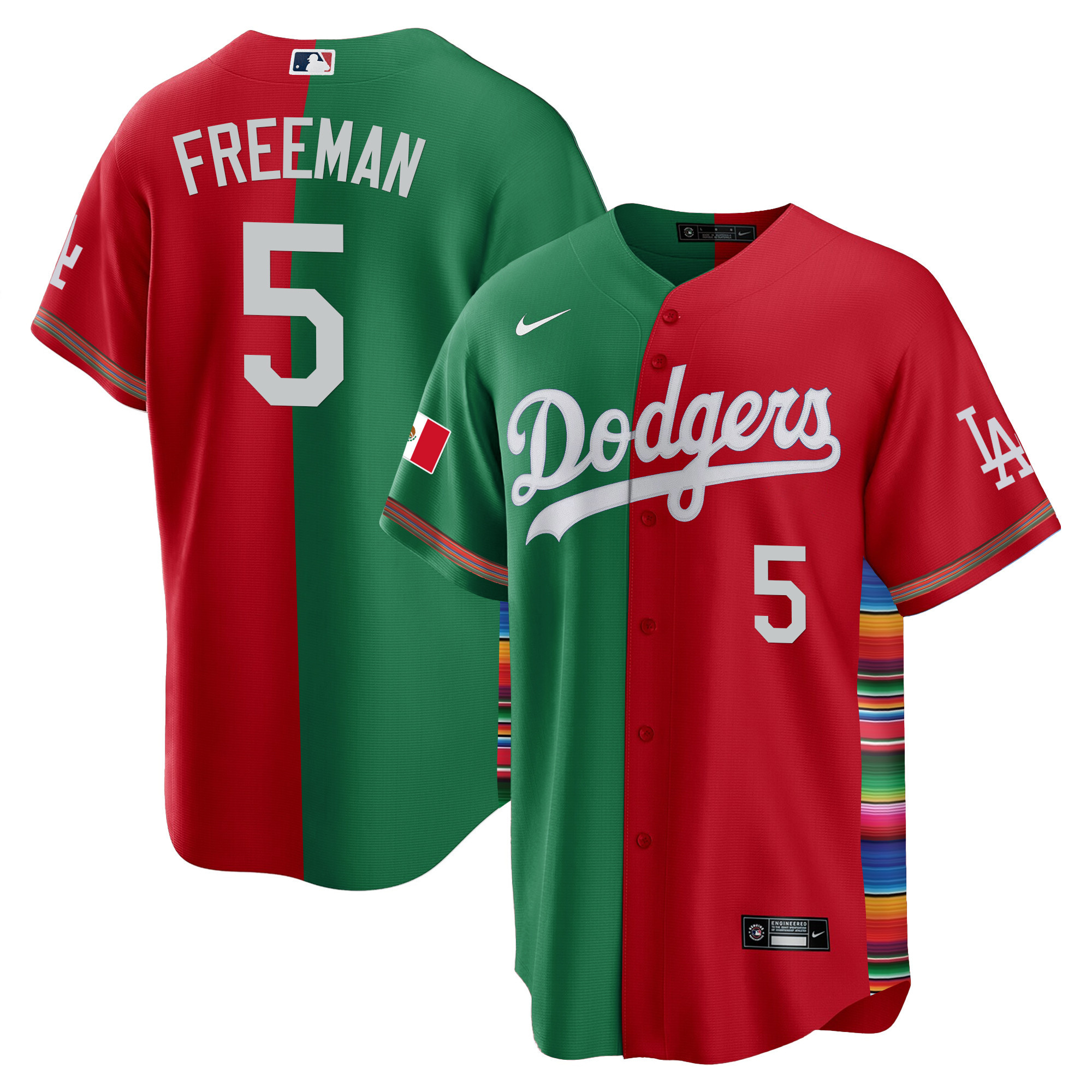 Freddie Freeman Men's Los Angeles Dodgers Mexico Cool Base Limited V2 Split Jersey - All Stitched