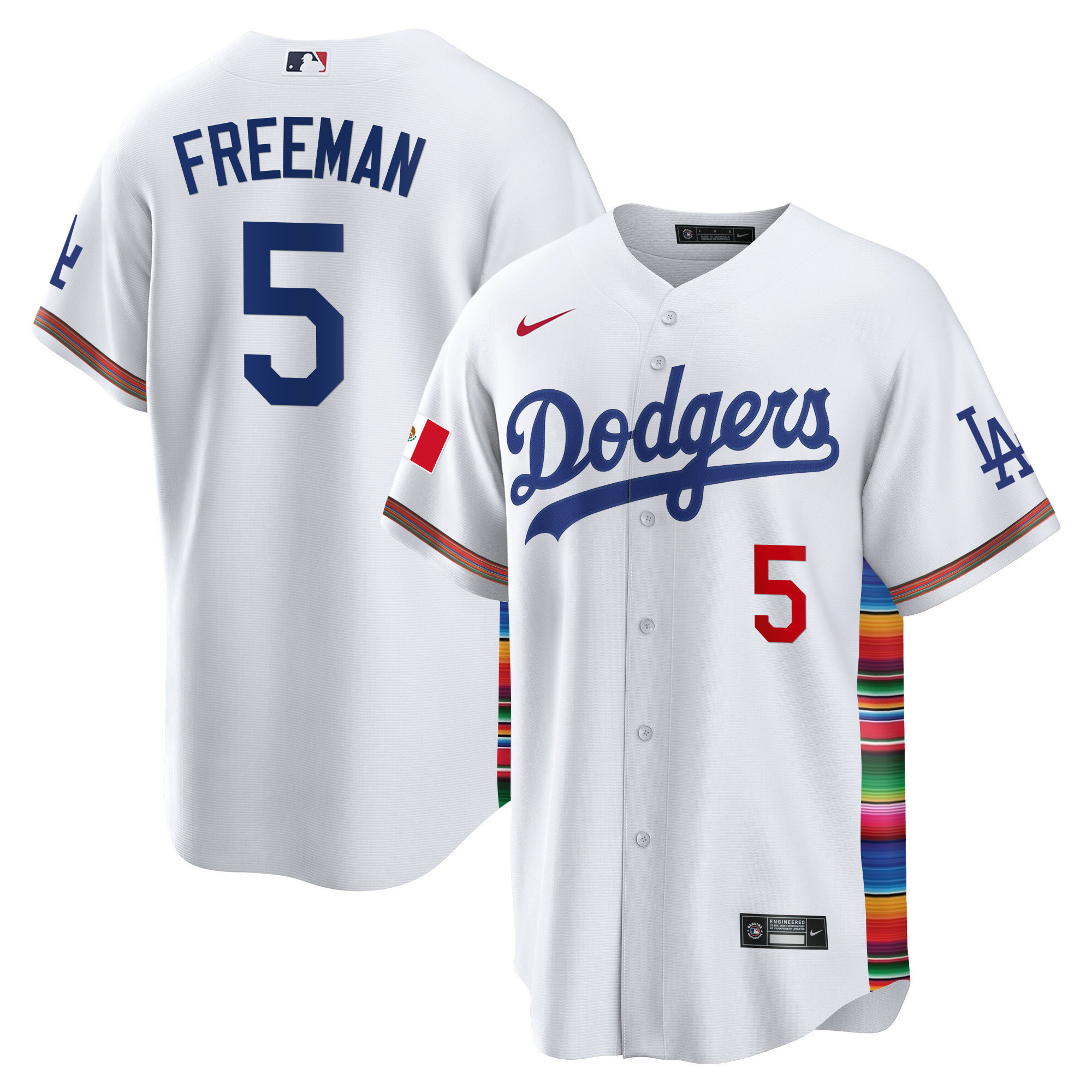 Freddie Freeman Men's Los Angeles Dodgers Mexico Cool Base Limited V2 White Jersey - All Stitched