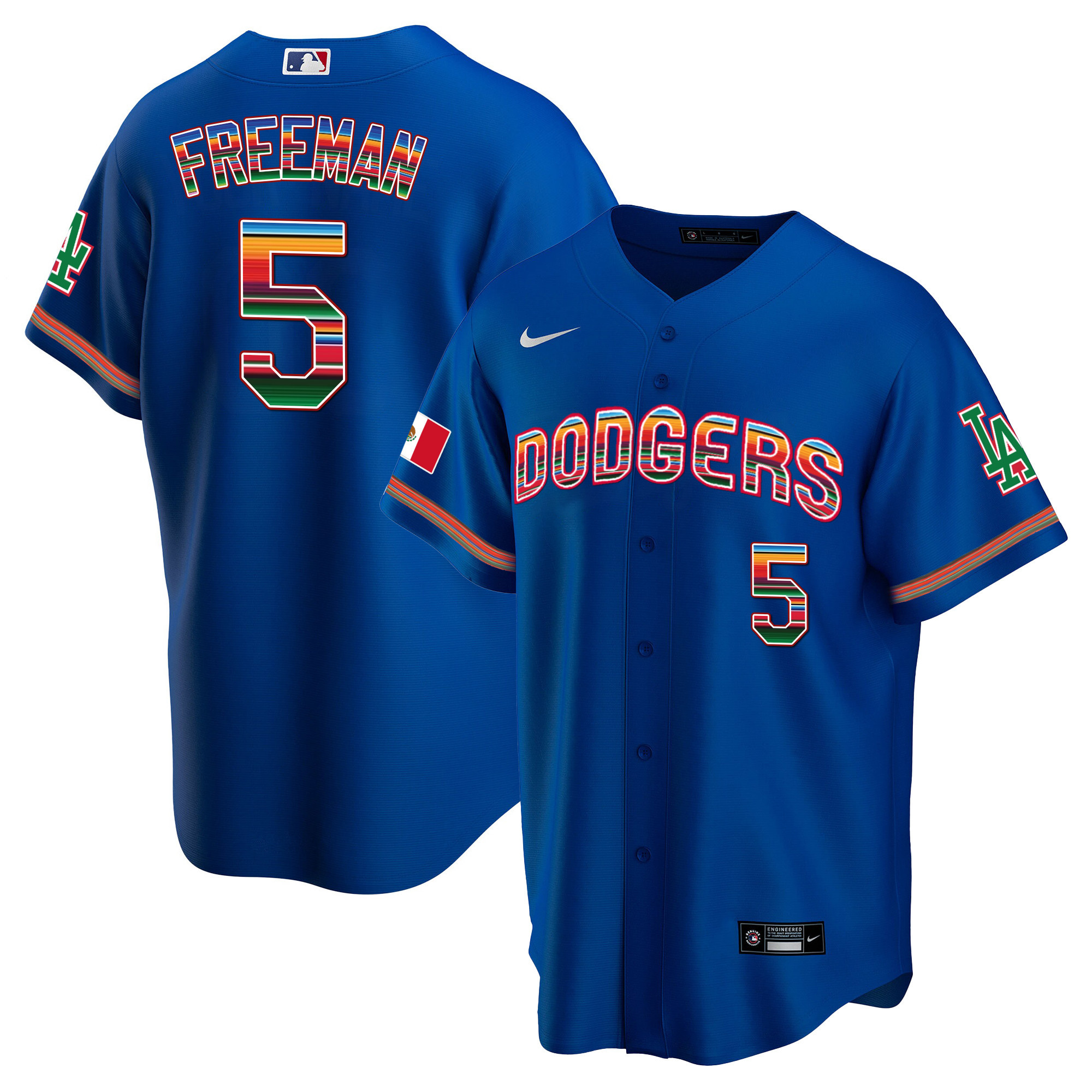 Freddie Freeman Men's Los Angeles Dodgers Mexico Cool Base Limited V3 Royal Jersey - All Stitched