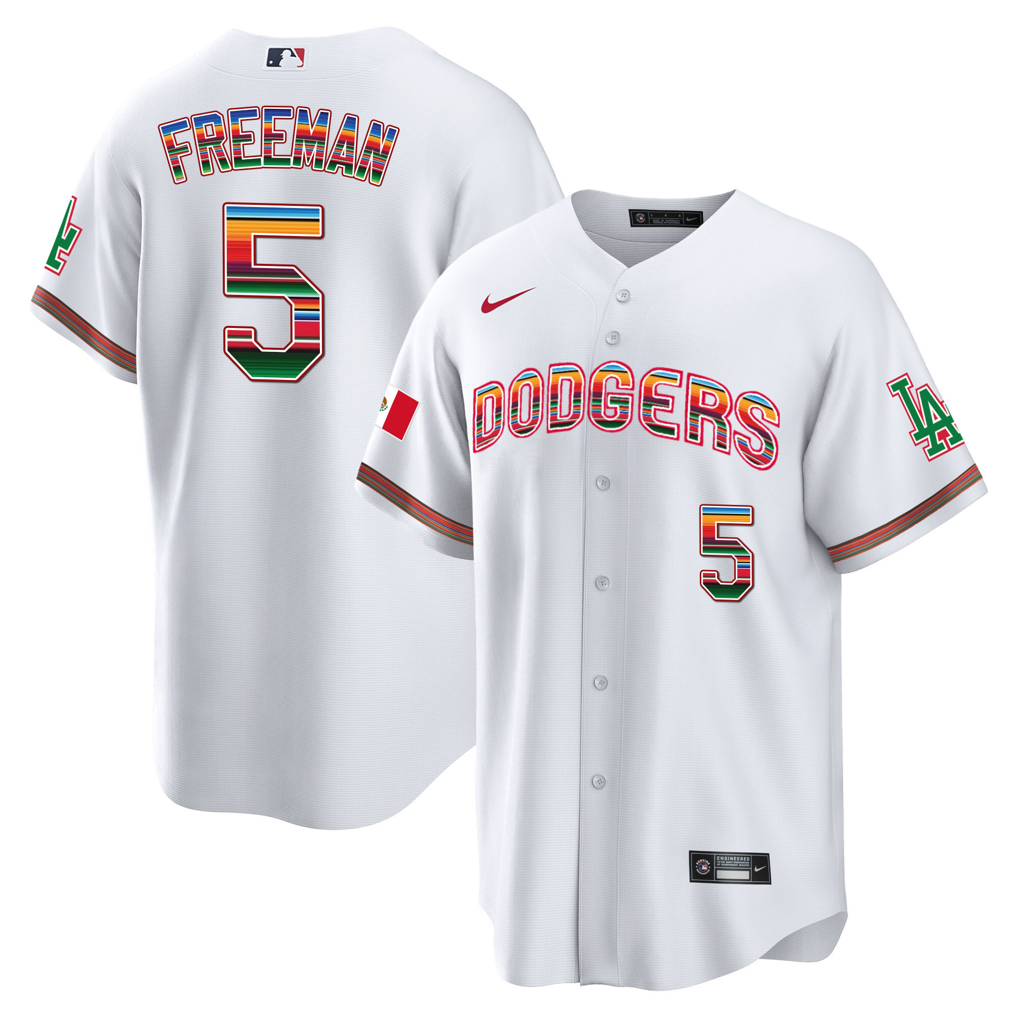 Freddie Freeman Men's Los Angeles Dodgers Mexico Cool Base Limited V3 White Jersey - All Stitched