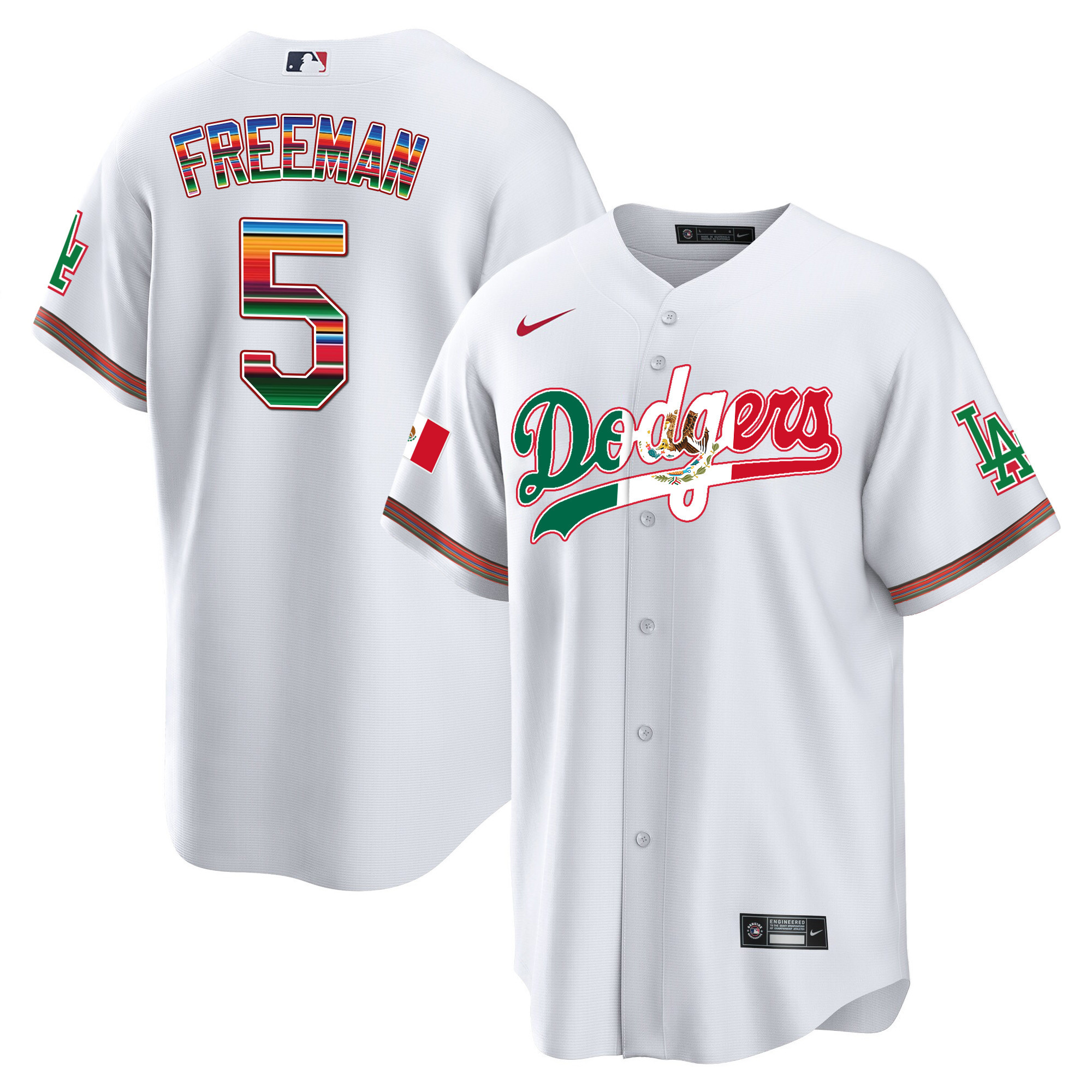 Freddie Freeman Men's Los Angeles Dodgers Mexico Cool Base Limited V4 White Jersey - All Stitched