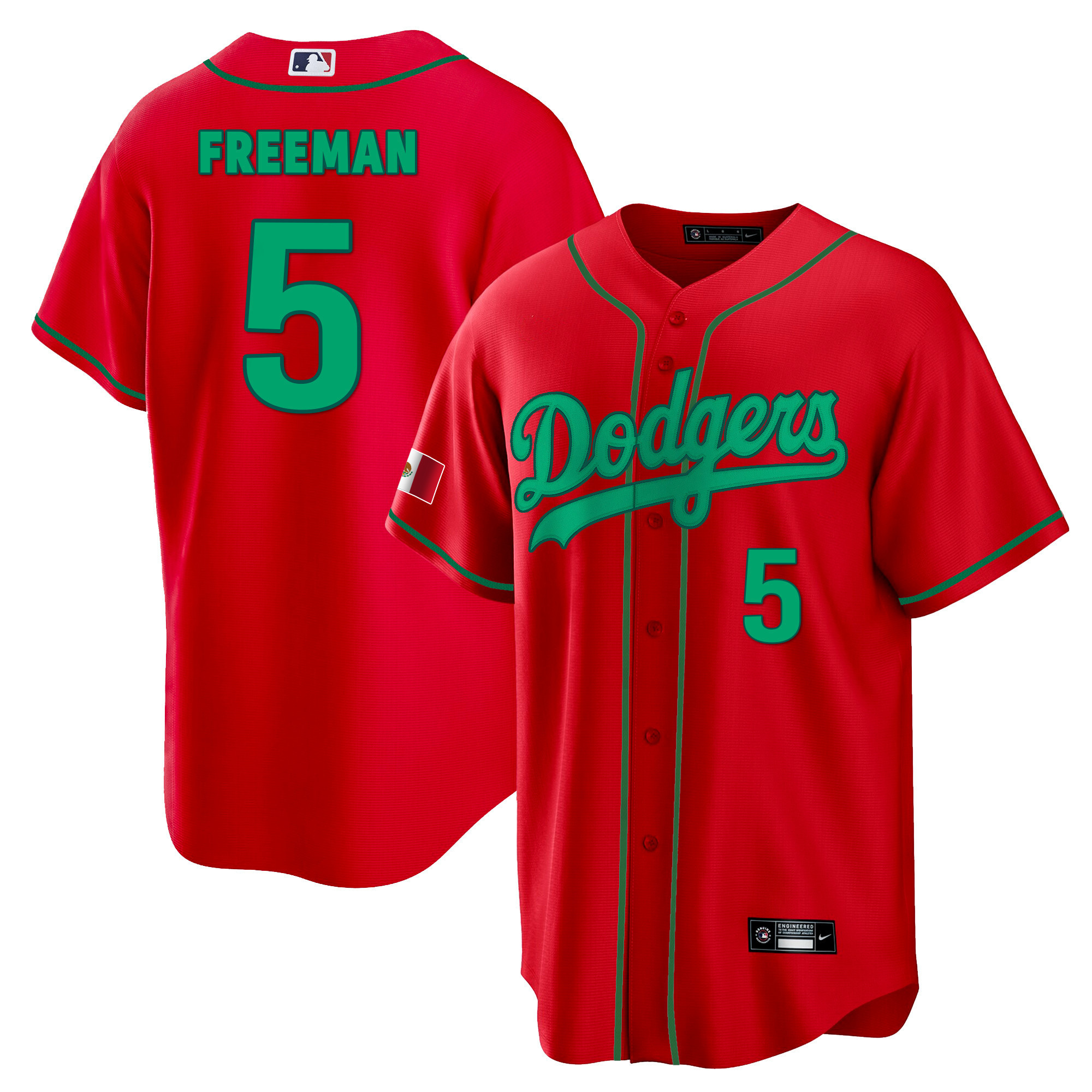 Freddie Freeman Men's Los Angeles Dodgers Mexico Cool Base Red Jersey - All Stitched
