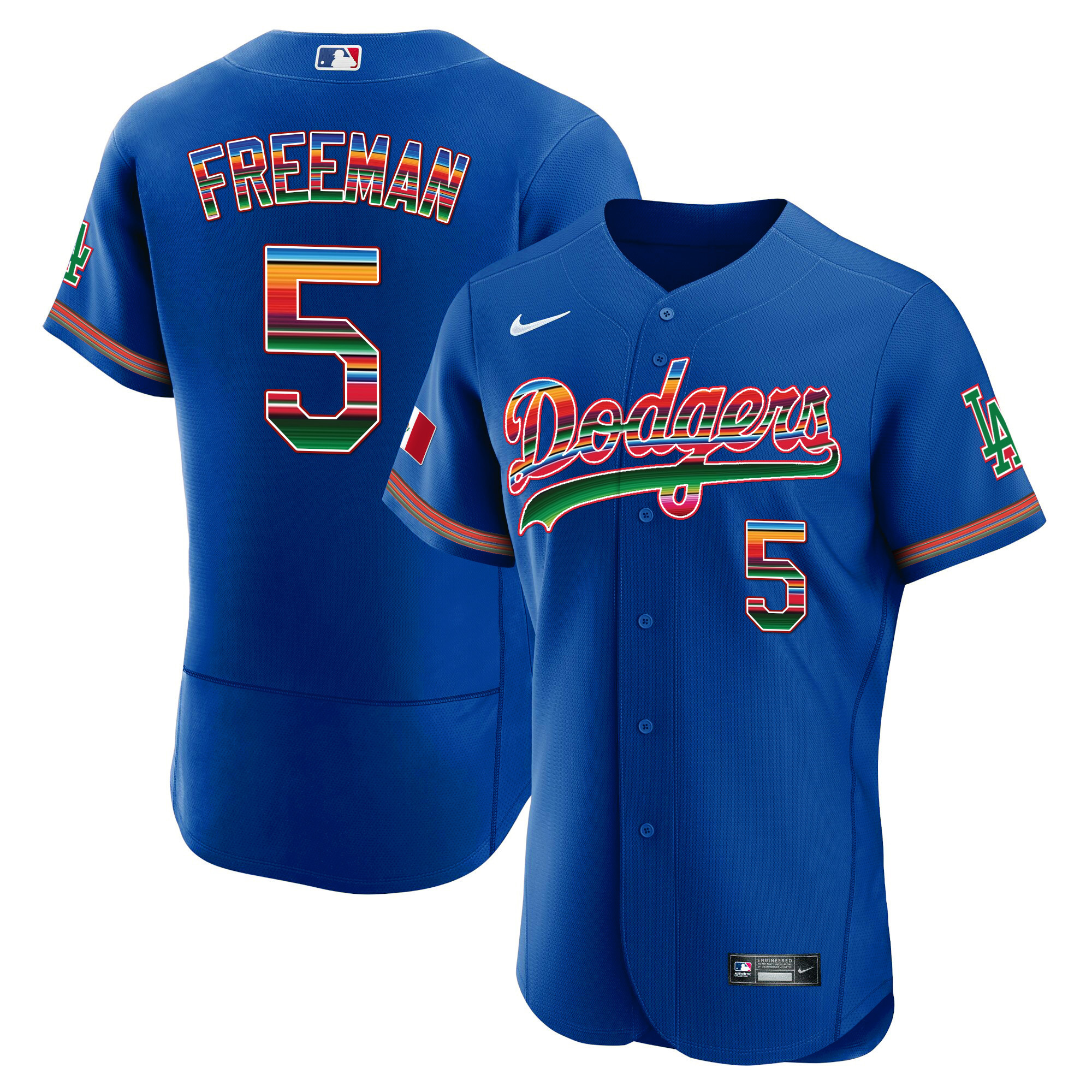Freddie Freeman Men's Los Angeles Dodgers Mexico Flex Base Limited Royal Jersey - All Stitched