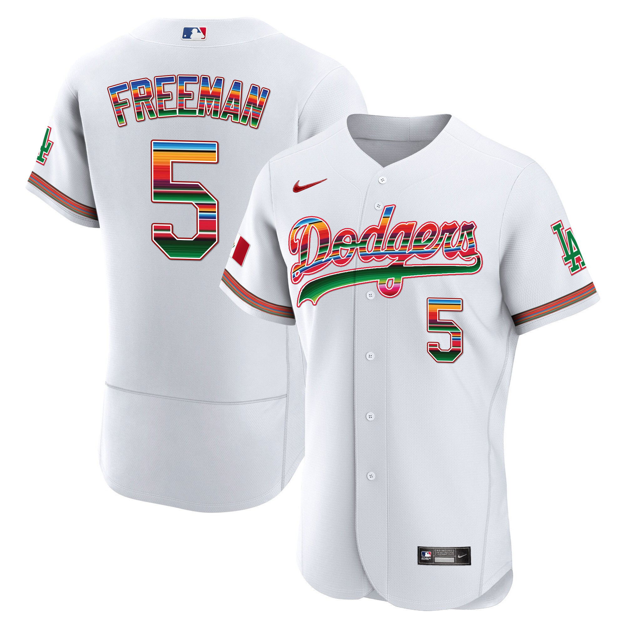Freddie Freeman Men's Los Angeles Dodgers Mexico Flex Base Limited White Jersey - All Stitched