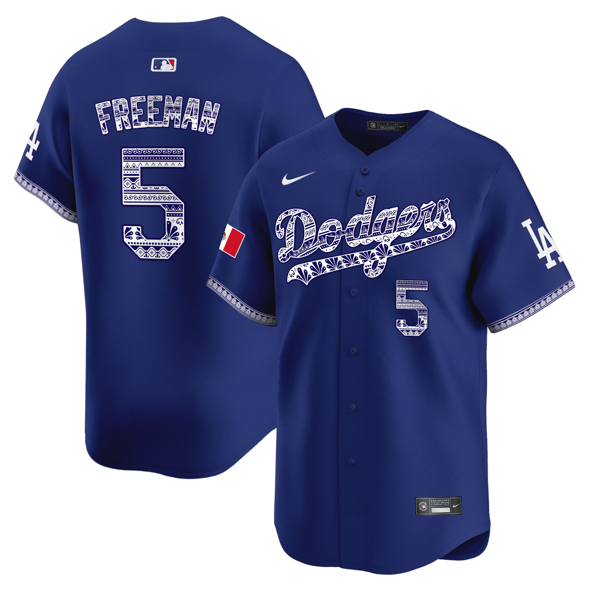 Freddie Freeman Men's Los Angeles Dodgers Mexico Vapor Premier Limited V3 Royal Jersey - All Stitched
