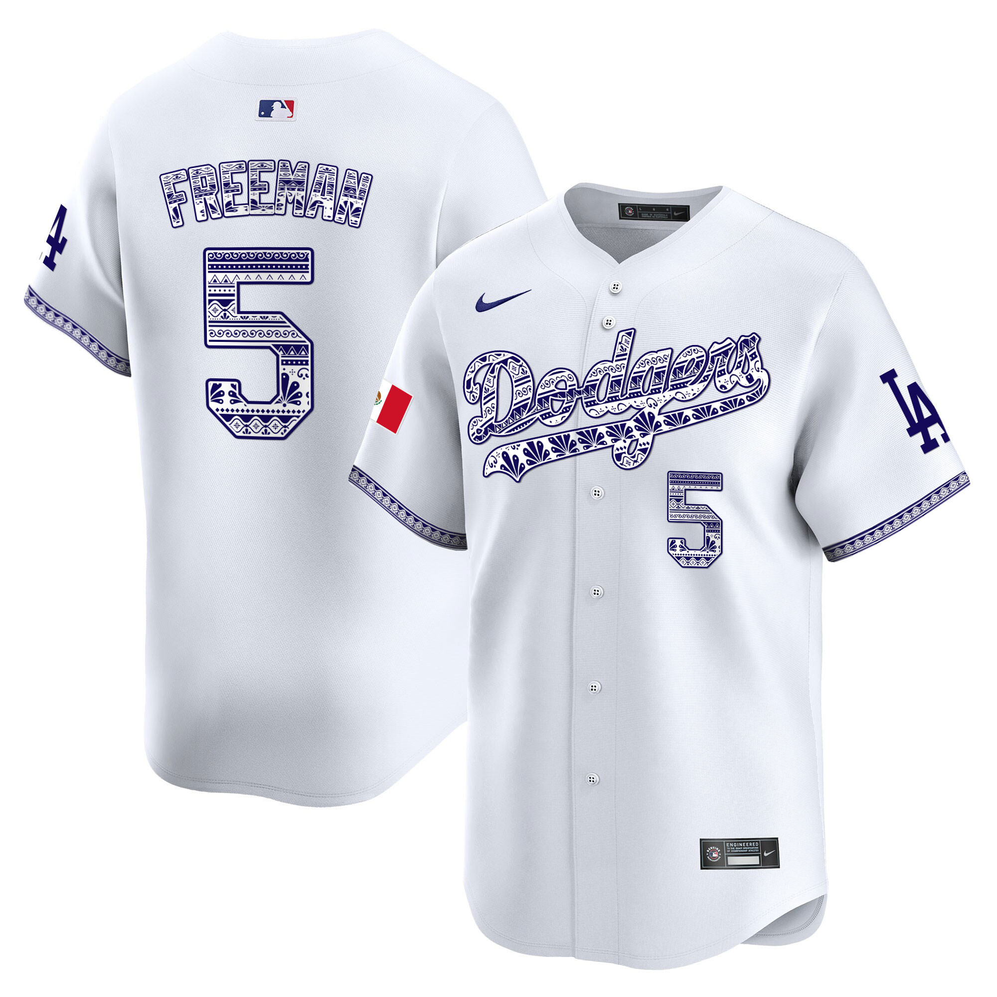 Freddie Freeman Men's Los Angeles Dodgers Mexico Vapor Premier Limited V3 White Jersey - All Stitched