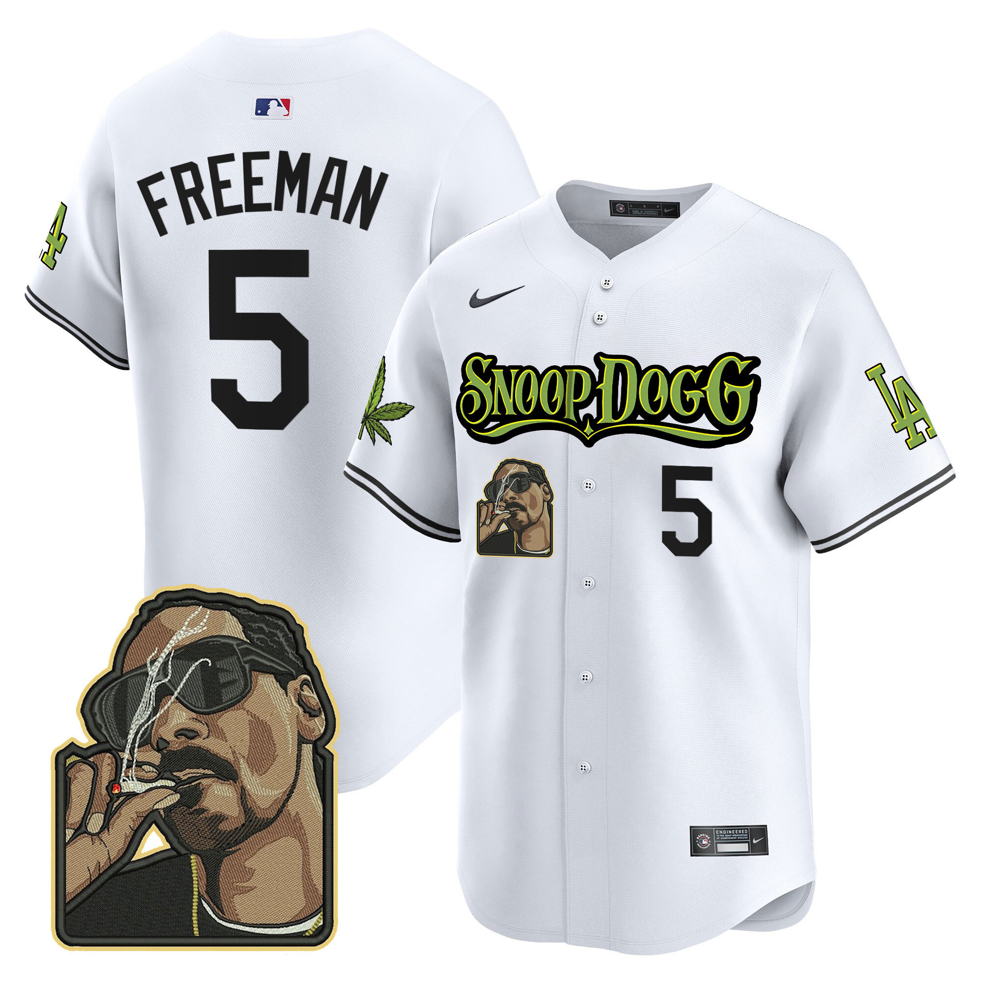 Freddie Freeman Men's Los Angeles Dodgers Snoop Dogg Vapor Premier Limited White Jersey - All Stitched