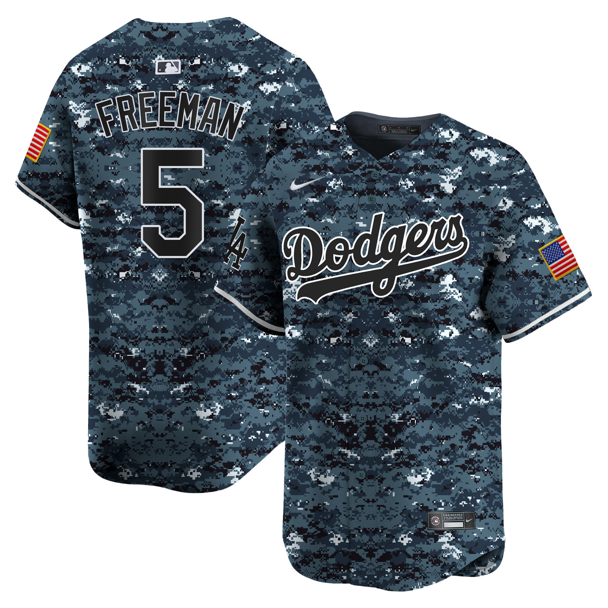 Freddie Freeman Men's Los Angeles Dodgers USMC Alternate Vapor Premier Limited Navy Jersey - All Stitched