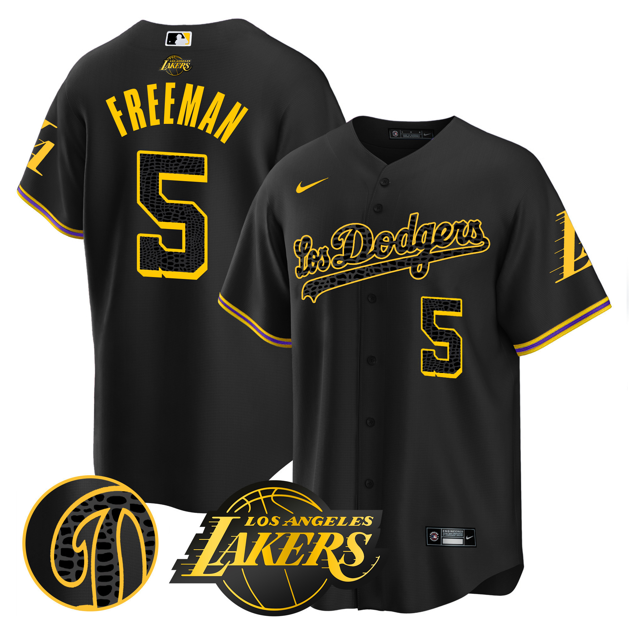Freddie Freeman Men's Los Los Angeles Dodgers Cool Base Mamba Black Jersey - All Stitched