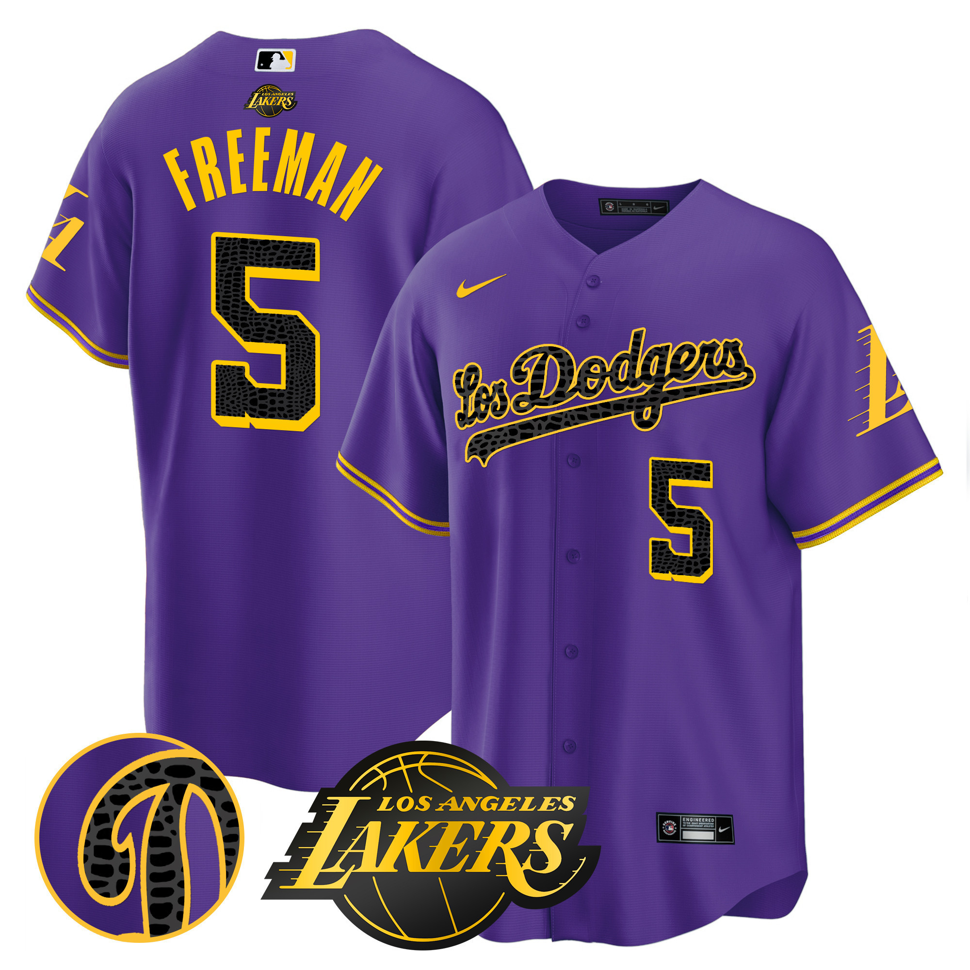 Freddie Freeman Men's Los Los Angeles Dodgers Cool Base Mamba Purple Jersey - All Stitched