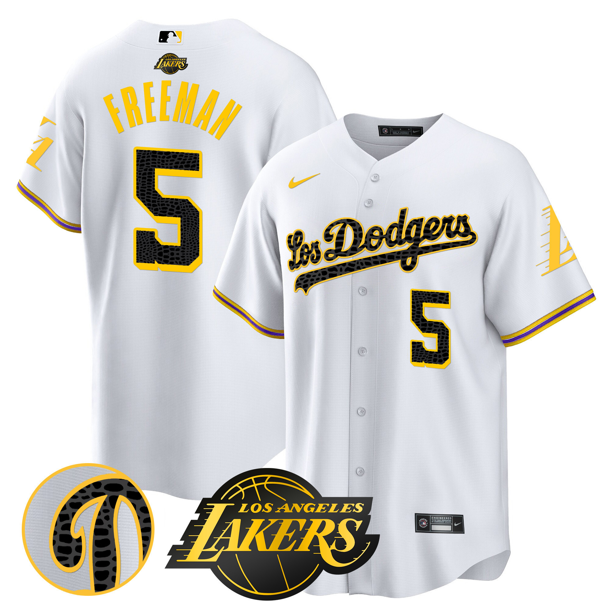 Freddie Freeman Men's Los Los Angeles Dodgers Cool Base Mamba White Jersey - All Stitched
