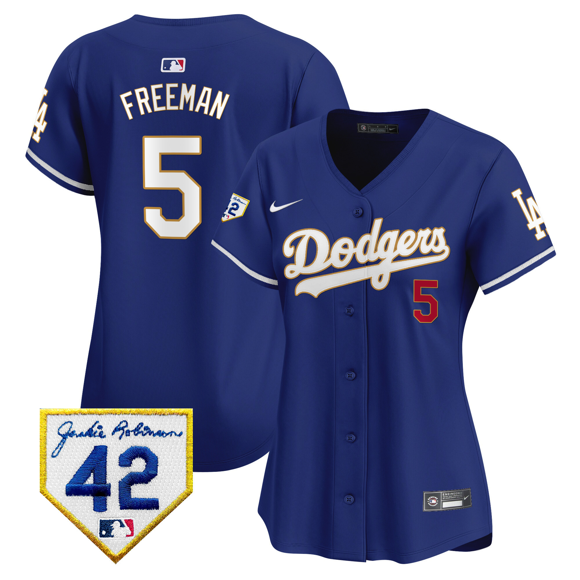 Freddie Freeman Women's Los Angeles Dodgers 2024 Jackie Robinson Patch Vapor Premier Limited Royal Jersey - All Stitched