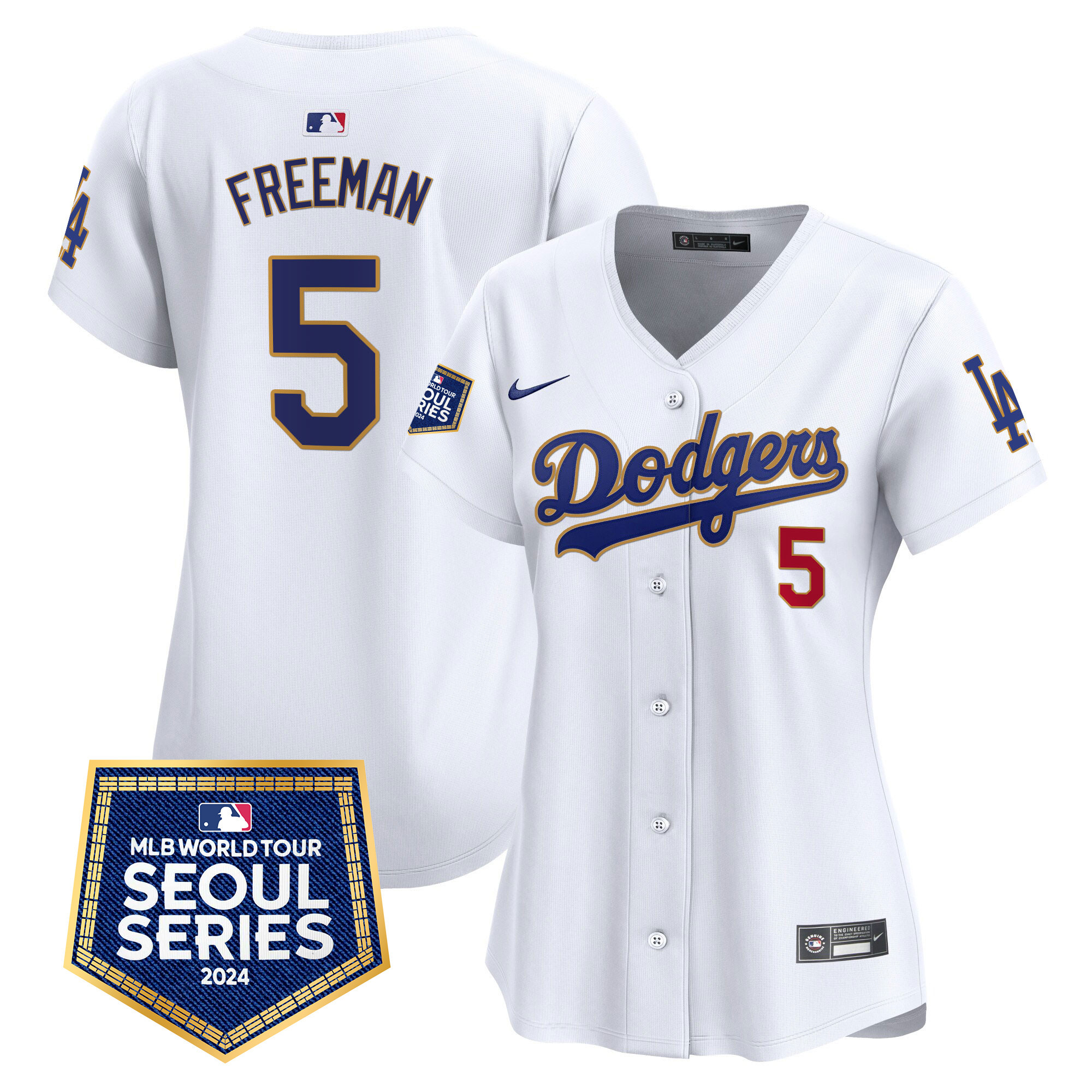 Freddie Freeman Women's Los Angeles Dodgers 2024 World Tour Seoul Series Patch Vapor Premier Limited White Jersey - All Stitched