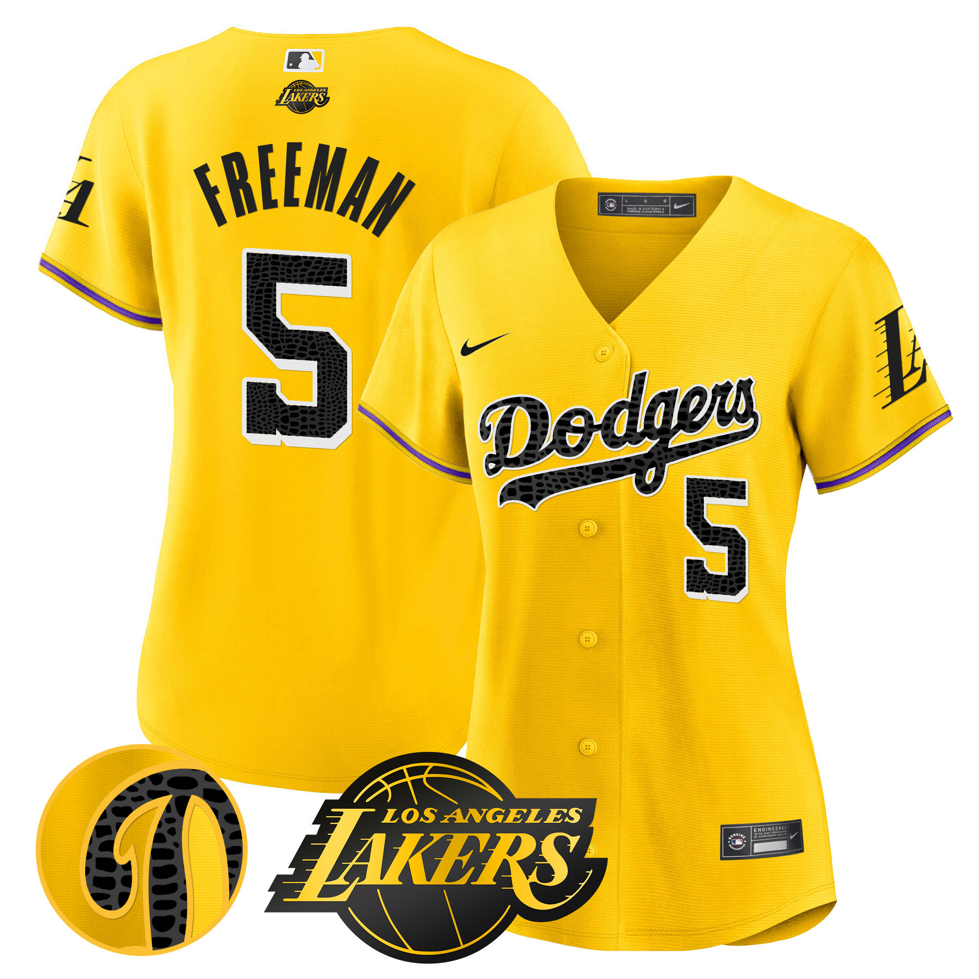 Freddie Freeman Women's Los Angeles Dodgers Cool Base Mamba Gold Jersey - All Stitched