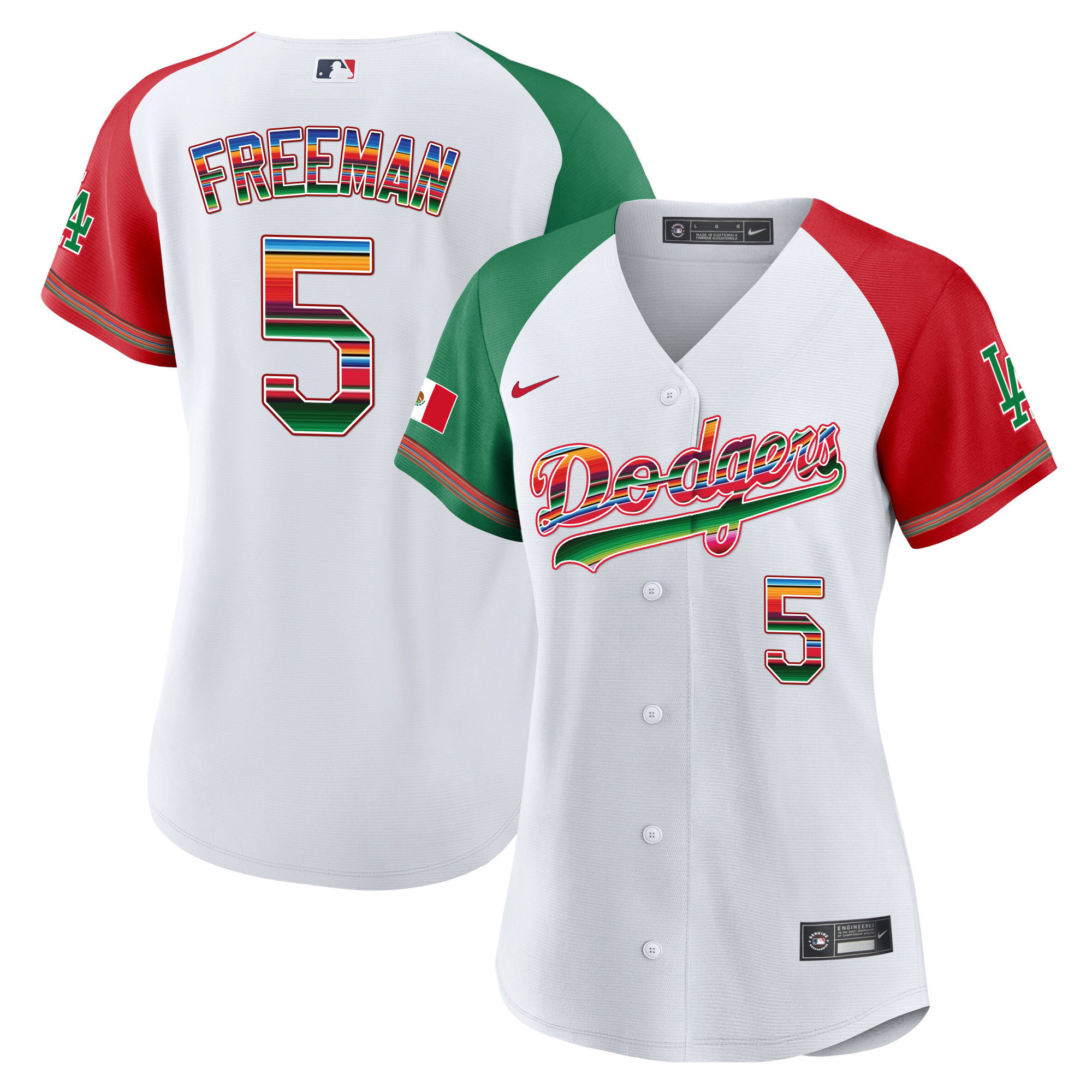 Freddie Freeman Women's Los Angeles Dodgers Mexico Alternate Baseball White Jersey - All Stitched