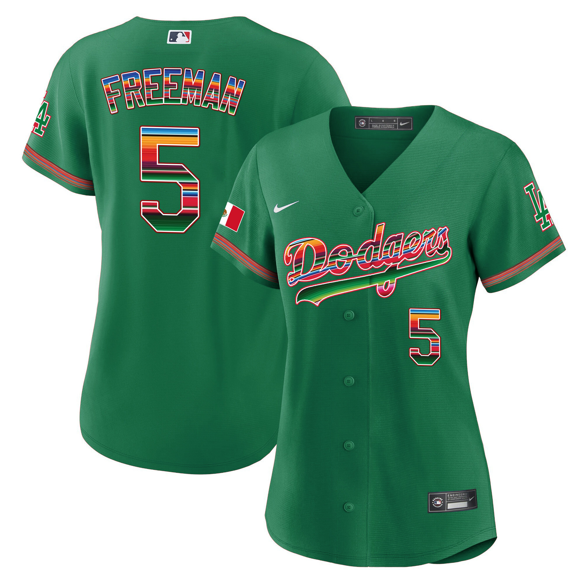Freddie Freeman Women's Los Angeles Dodgers Mexico Baseball Limited Green Jersey - All Stitched