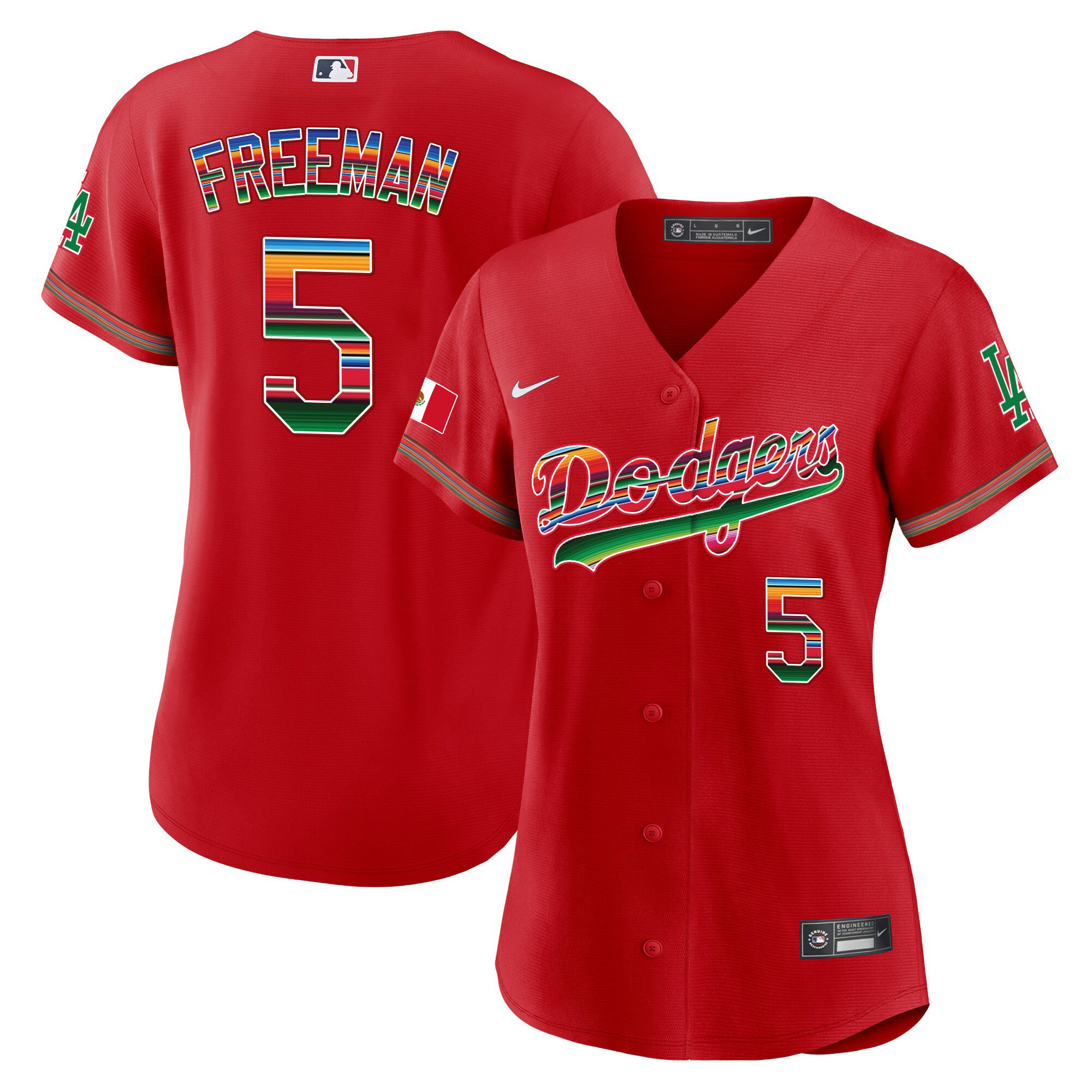Freddie Freeman Women's Los Angeles Dodgers Mexico Baseball Limited Red Jersey - All Stitched