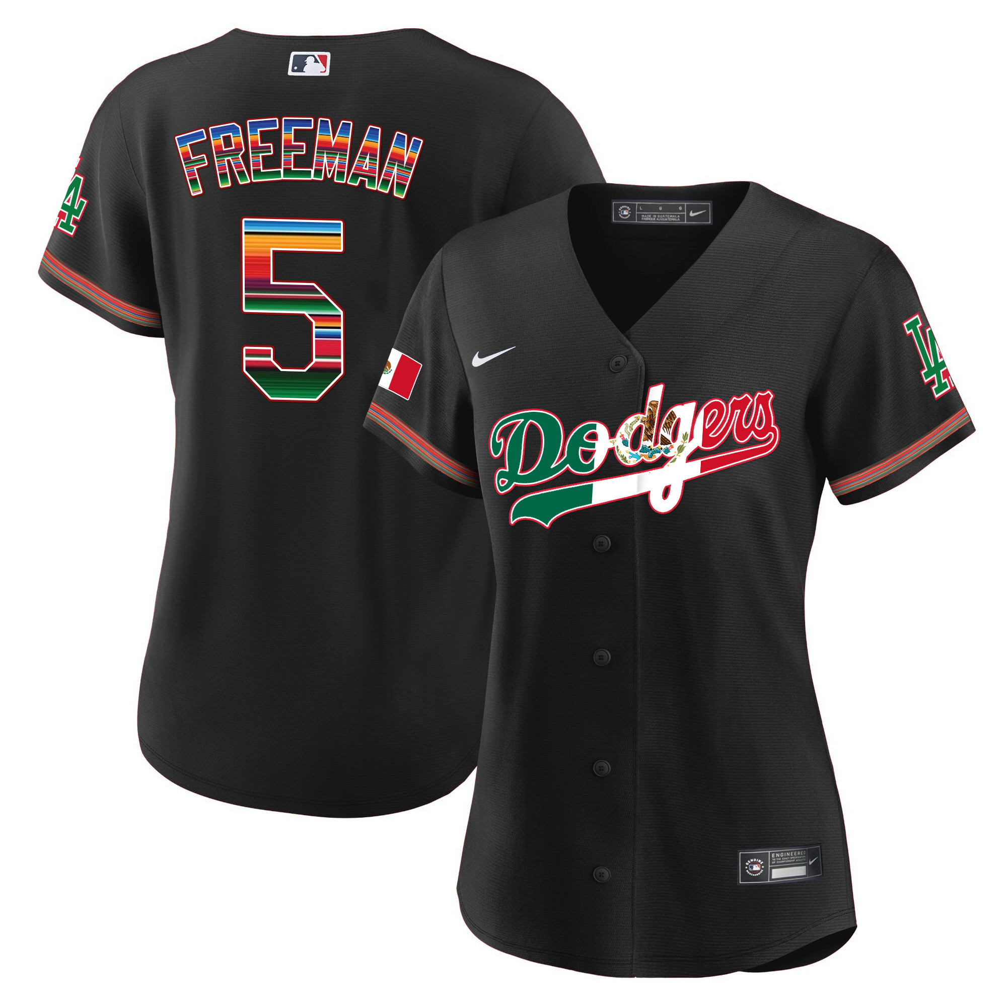 Freddie Freeman Women's Los Angeles Dodgers Mexico Baseball Limited V4 Black Jersey - All Stitched