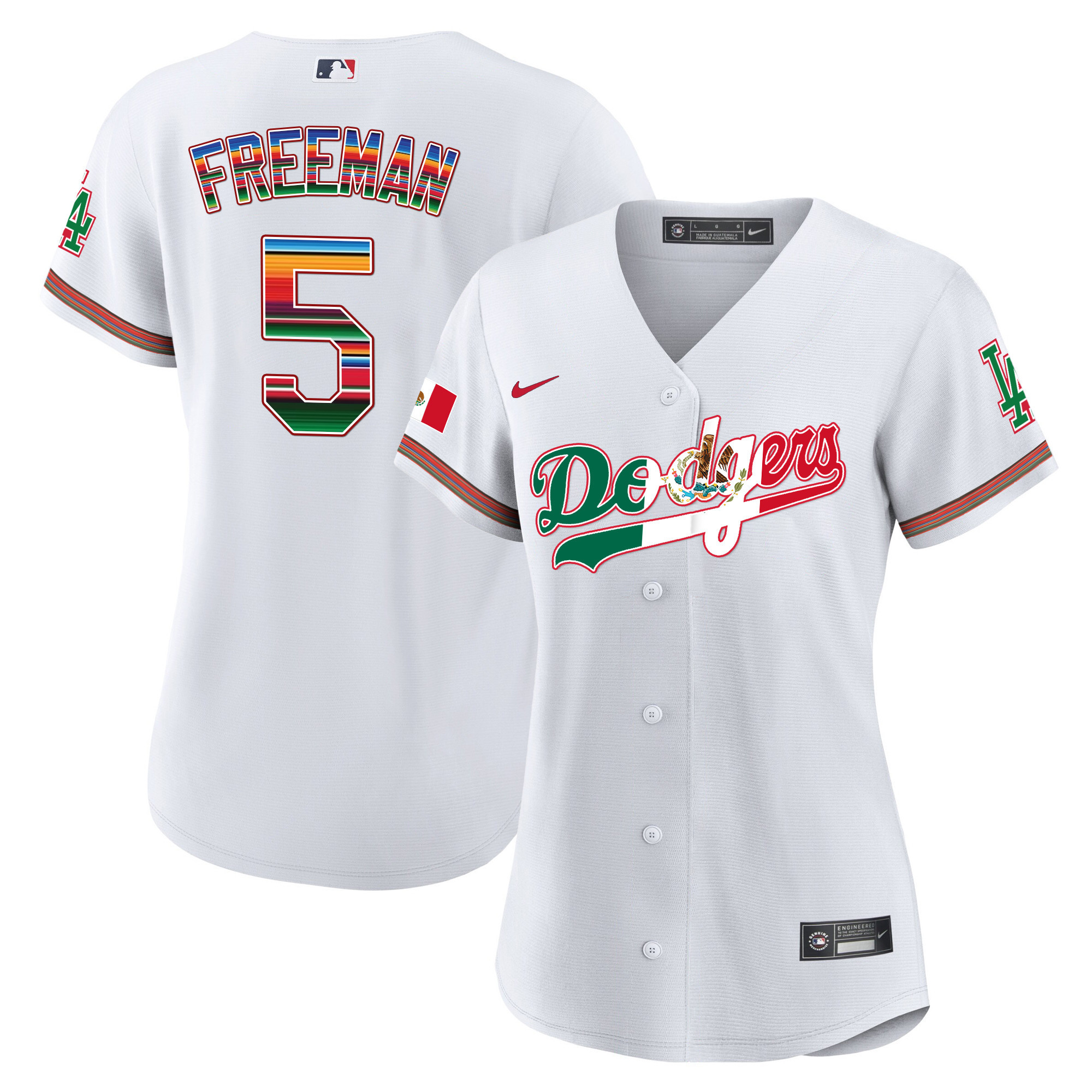 Freddie Freeman Women's Los Angeles Dodgers Mexico Baseball Limited V4 White Jersey - All Stitched