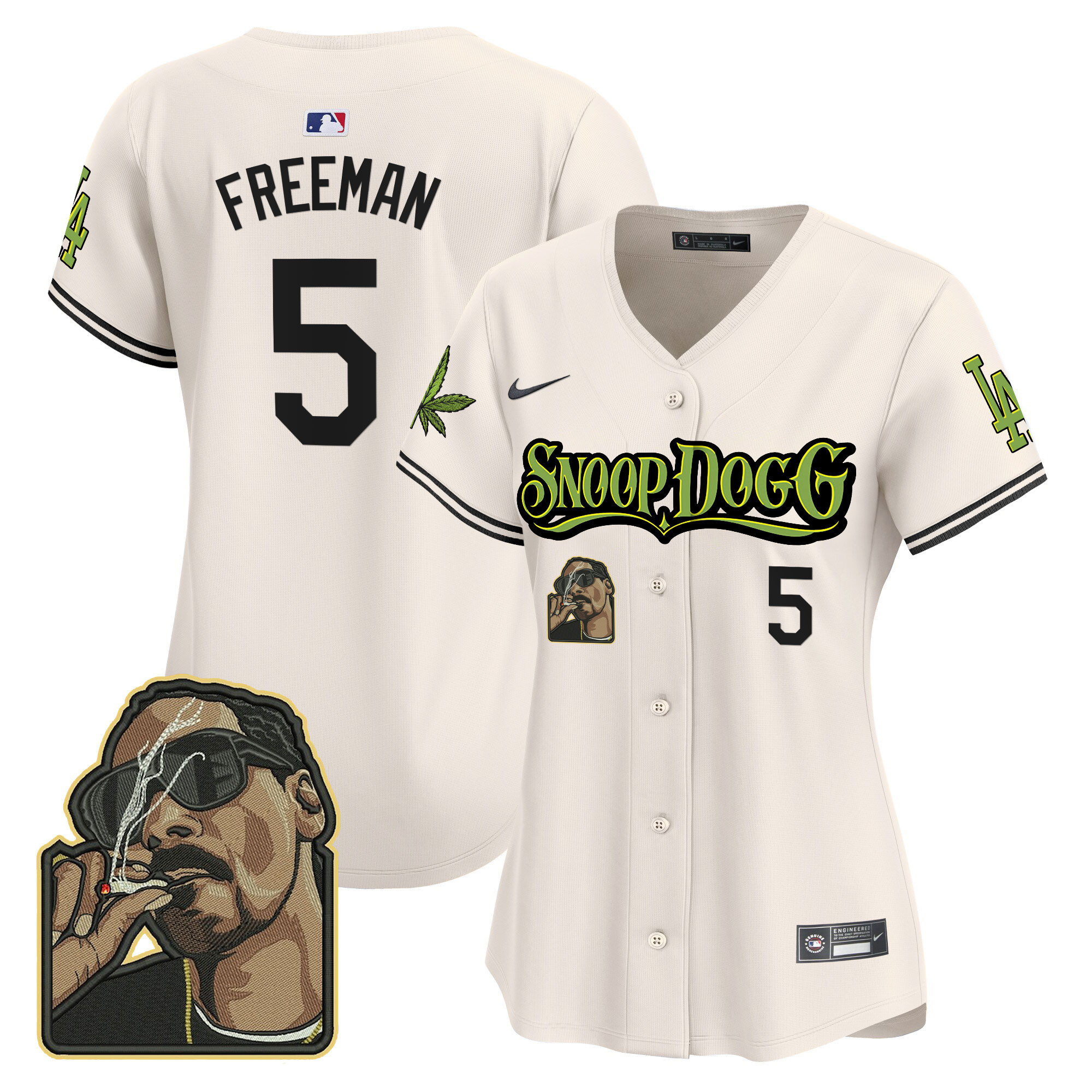 Freddie Freeman Women's Los Angeles Dodgers Snoop Dogg Vapor Premier Limited Cream Jersey - All Stitched