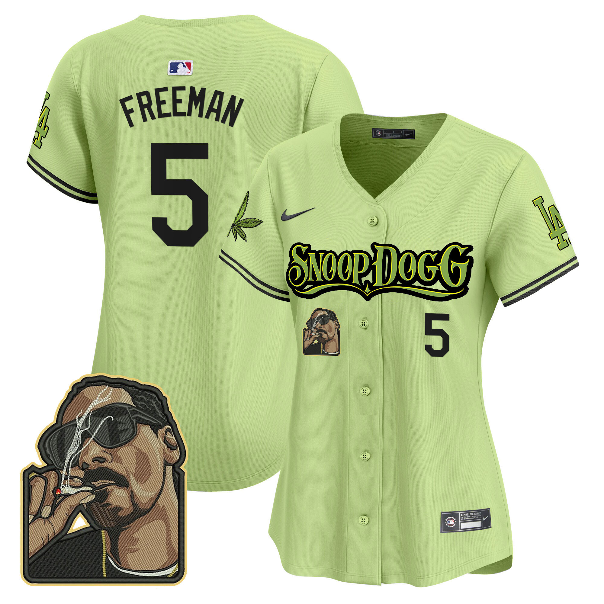 Freddie Freeman Women's Los Angeles Dodgers Snoop Dogg Vapor Premier Limited Light Green Jersey - All Stitched