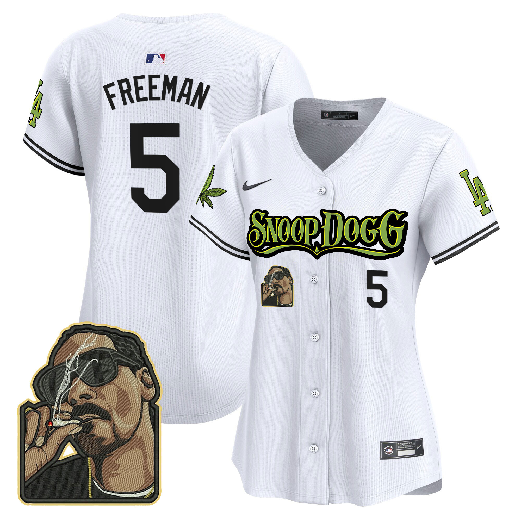 Freddie Freeman Women's Los Angeles Dodgers Snoop Dogg Vapor Premier Limited White Jersey - All Stitched