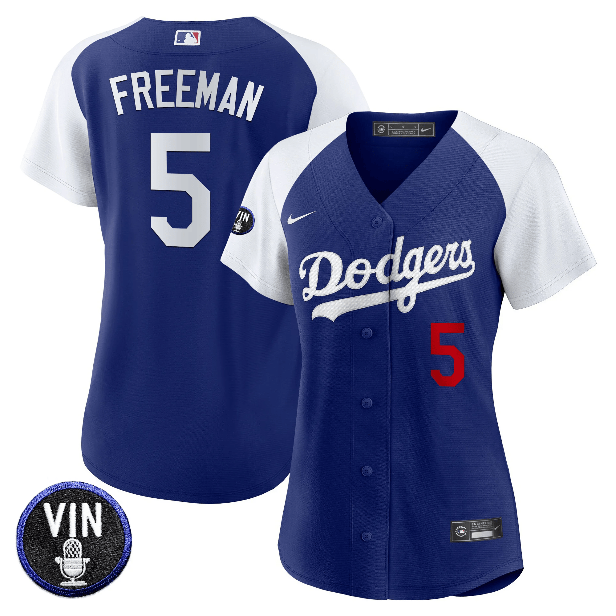 Freddie Freeman Women's Los Angeles Dodgers Vin Scully Patch Alternate Royal Jersey - All Stitched