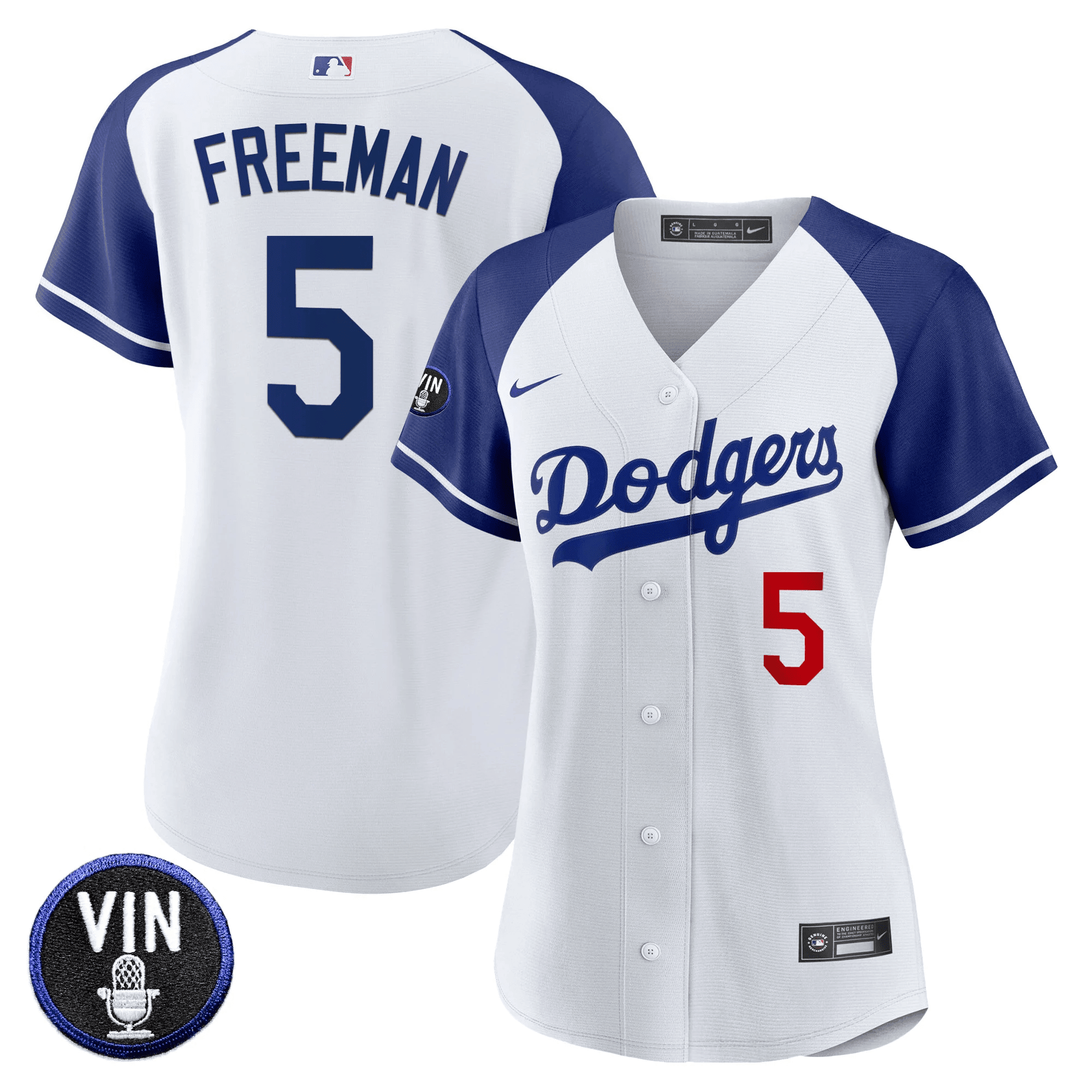 Freddie Freeman Women's Los Angeles Dodgers Vin Scully Patch Alternate White Jersey - All Stitched