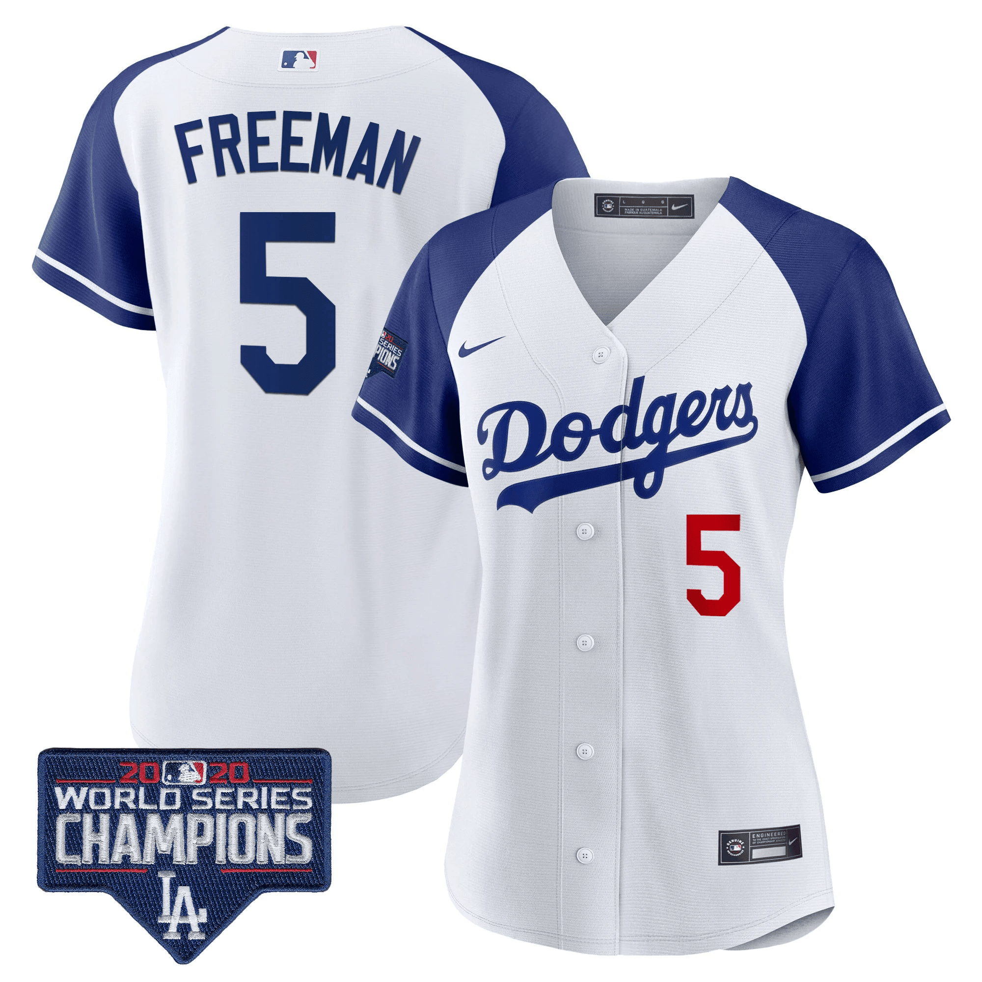 Freddie Freeman Women's Los Angeles Dodgers World Series Champions Patch Alternate White Jersey - All Stitched
