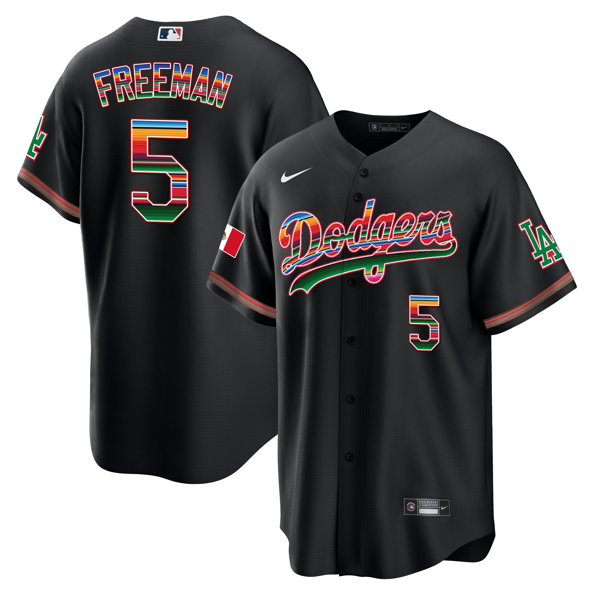 Freddie Freeman Youth's Los Angeles Dodgers Mexico Cool Base Limited Black Jersey - All Stitched
