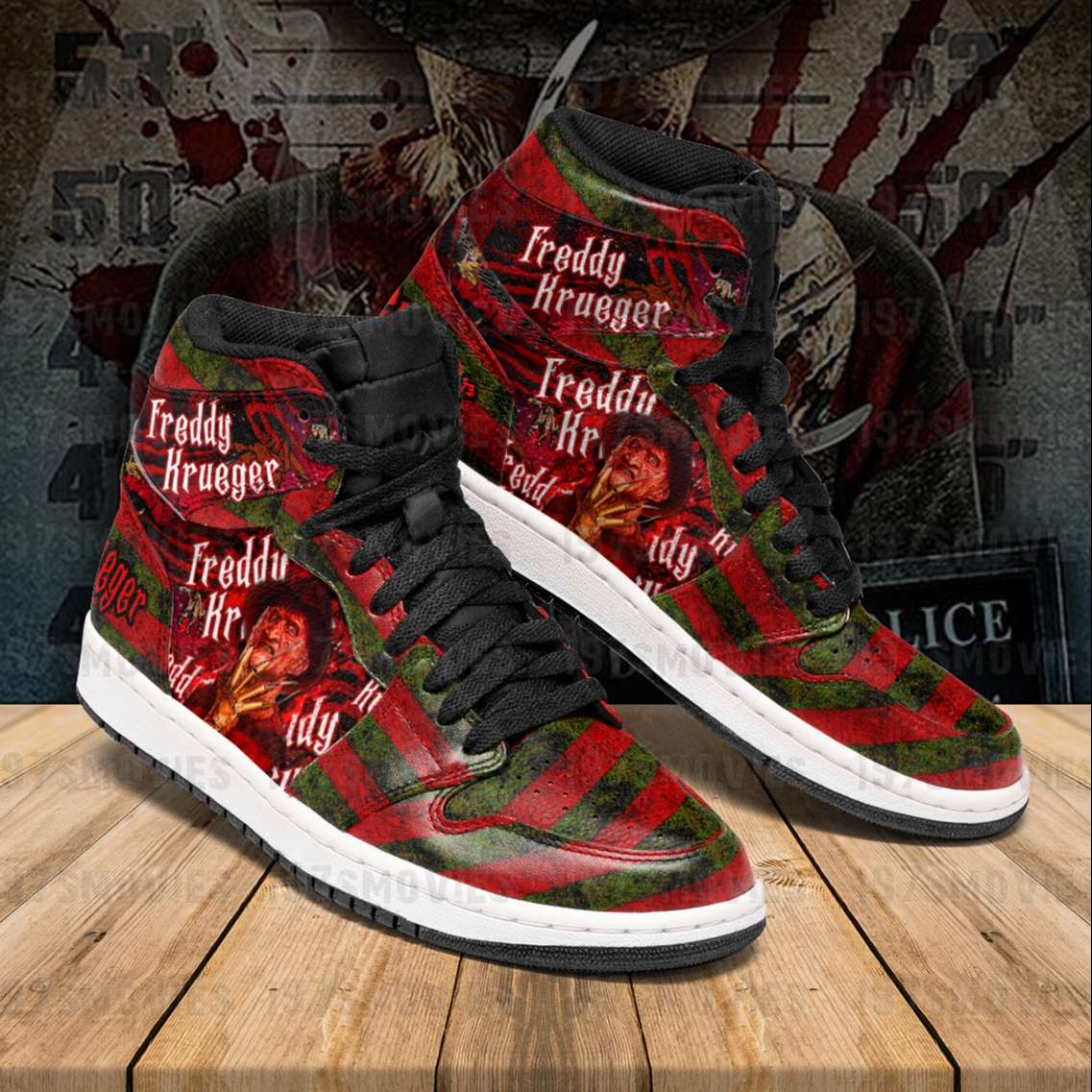 Freddy Krueger A Nightmare On Elm Street JD Sneakers Shoes, Air Jordan Hightop