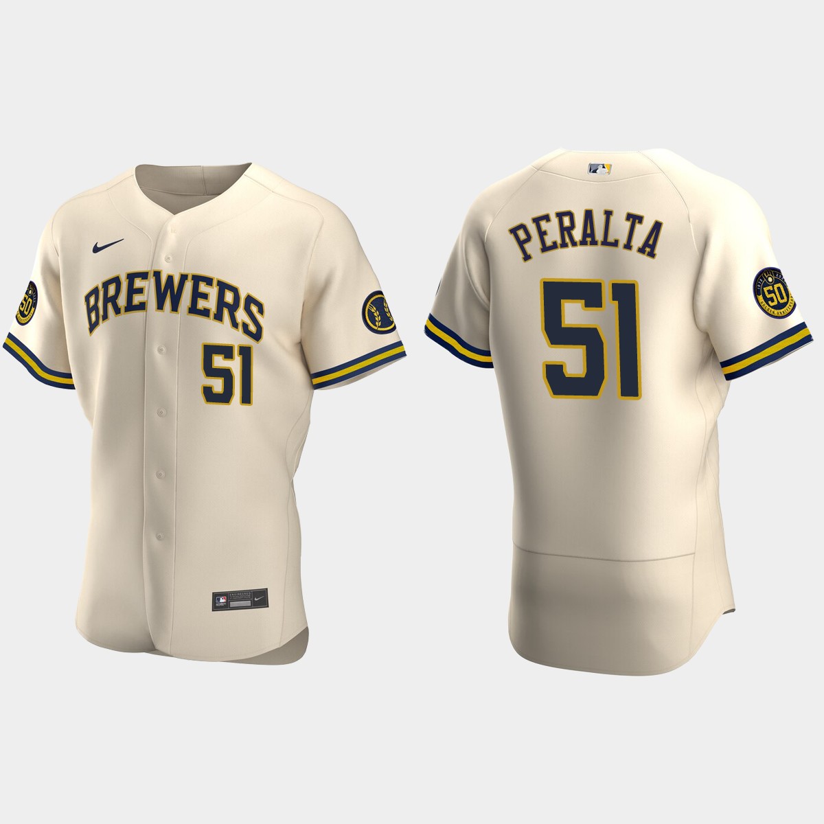 Freddy Peralta Milwaukee Brewers Alternate Jersey - Cream