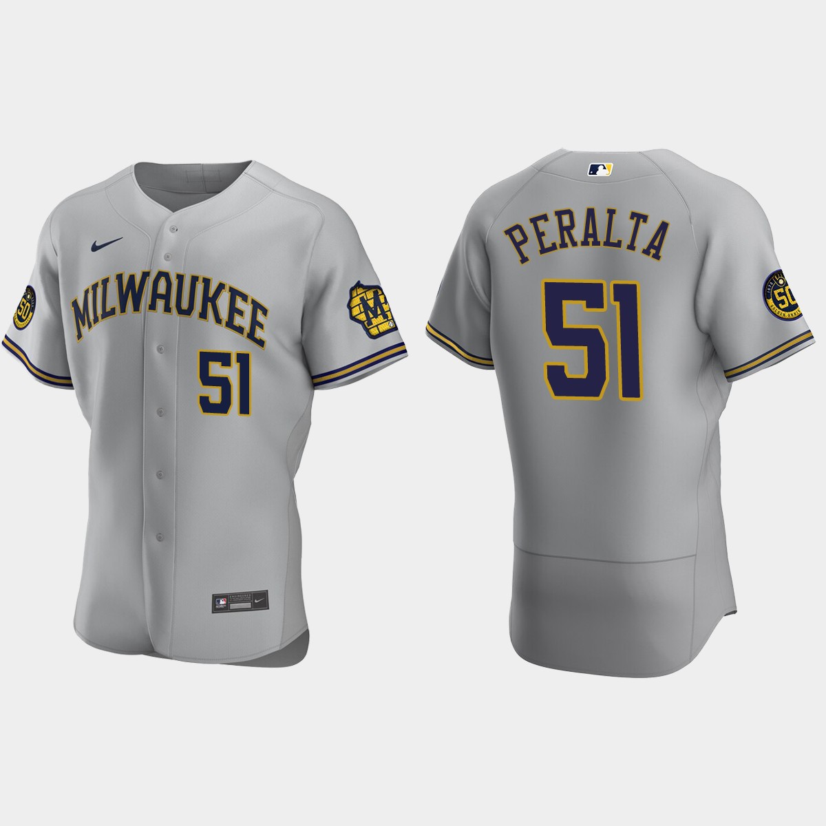 Freddy Peralta Milwaukee Brewers Road Jersey - Gray