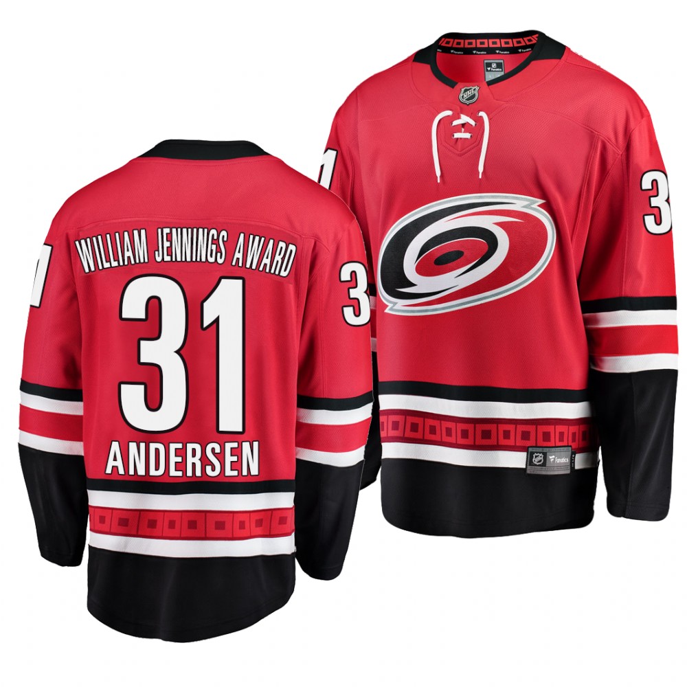 Frederik Andersen #31 Hurricanes Awards Edition Red Jersey William Jennings Award