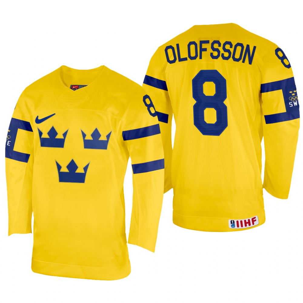 Fredrik Olofsson Sweden Yellow Home Jersey 2022 IIHF World Championship