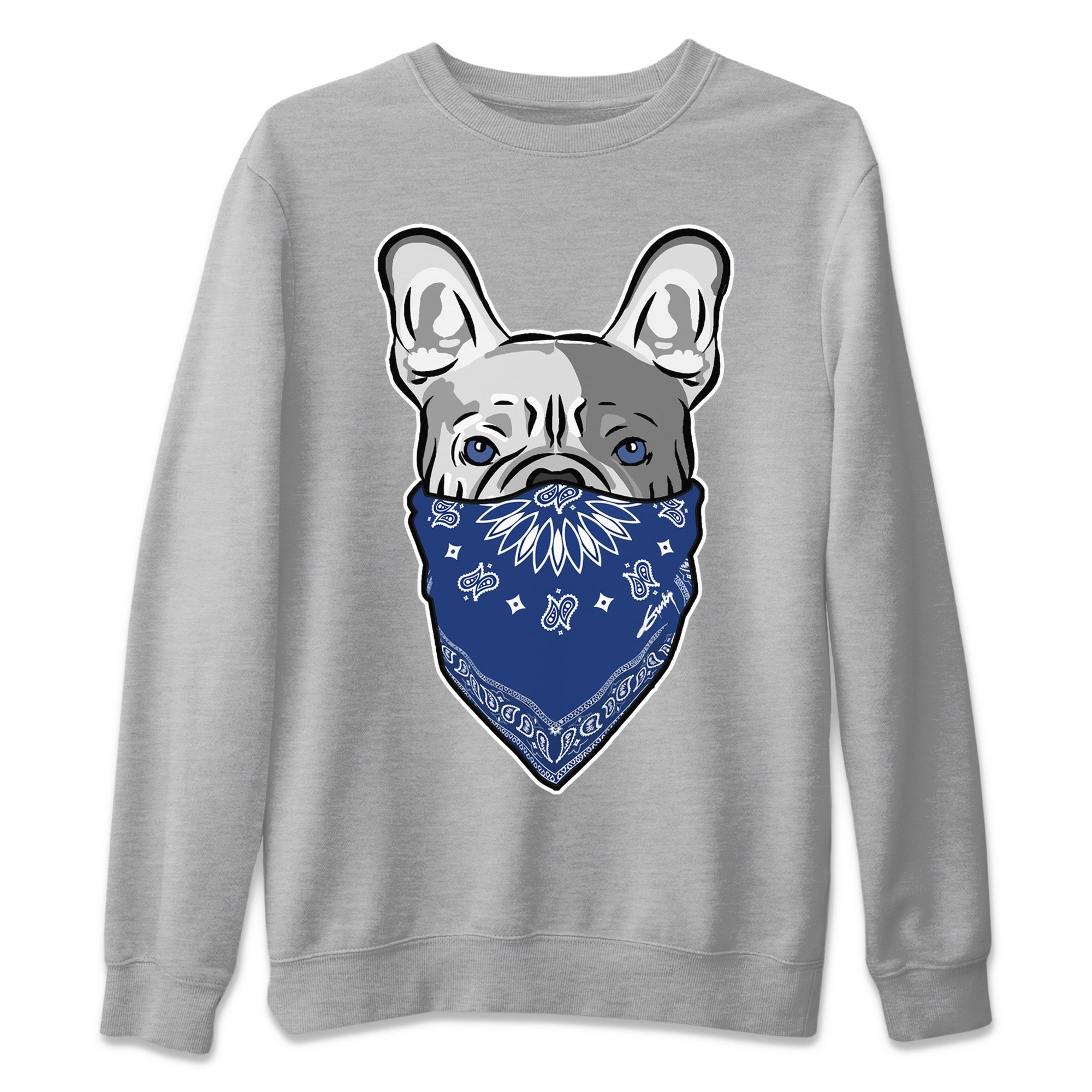 French Bulldog Bandana Unisex Sweater – Air Jordan 13 French Blue, Sneakers Matching Sweater