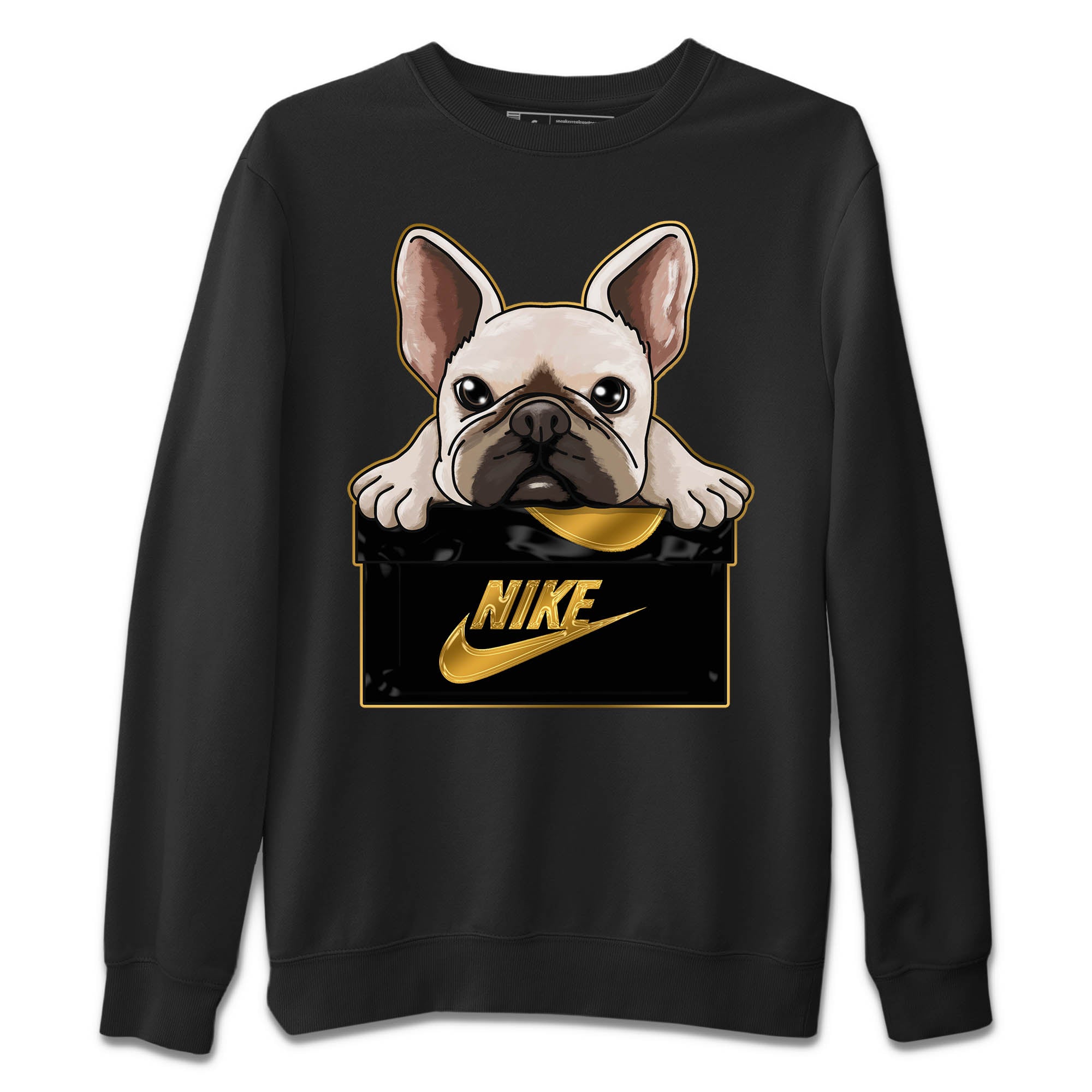 French Bulldog Unisex Sweater – Air Jordan 12 Black Taxi, Sneakers Matching Sweater