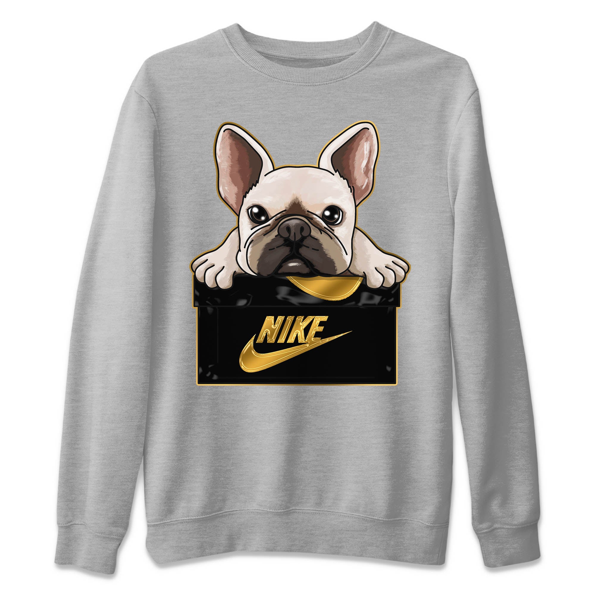 French Bulldog Unisex Sweater – Air Jordan 12 Black Taxi, Sneakers Matching Sweater