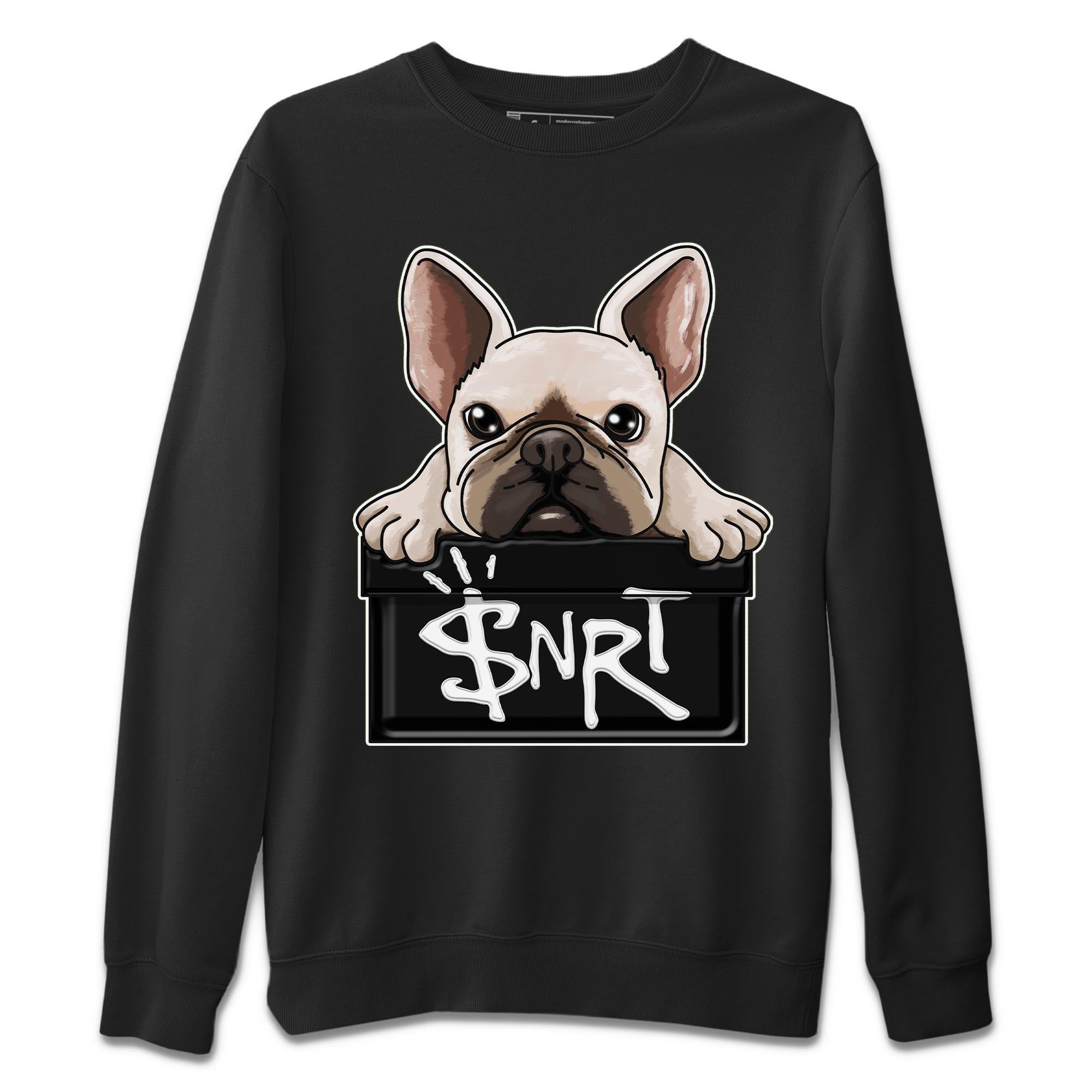 French Bulldog Unisex Sweater – Air Jordan 13 Black Flint, Sneakers Matching Sweater