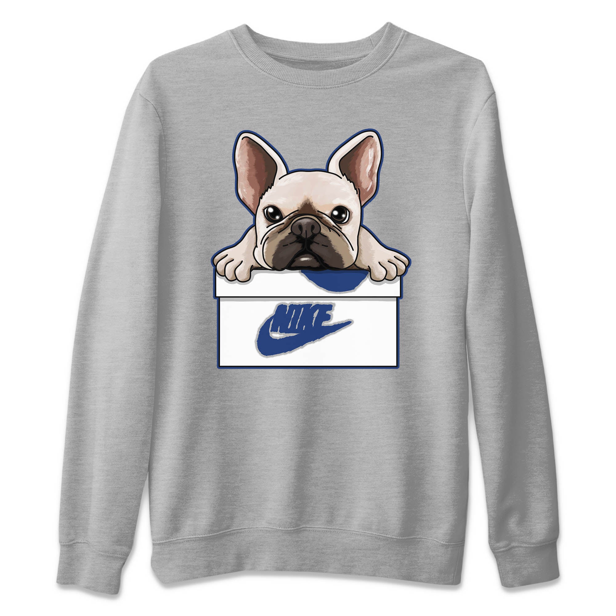 French Bulldog Unisex Sweater – Air Jordan 13 French Blue, Sneakers Matching Sweater