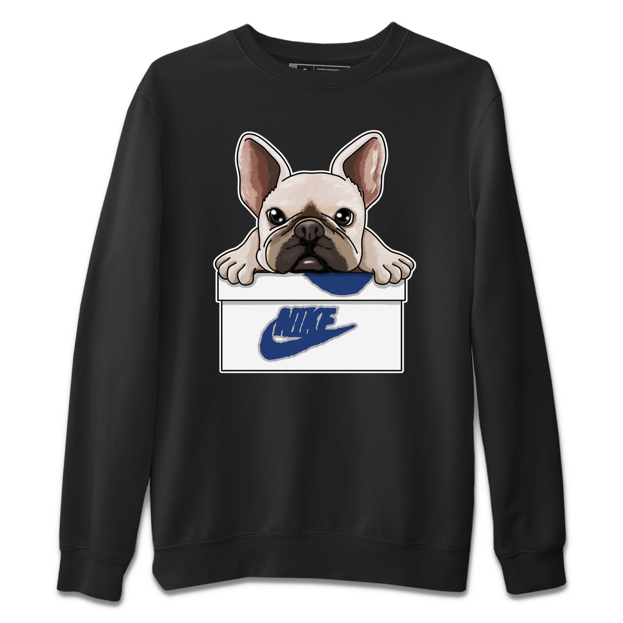 French Bulldog Unisex Sweater – Air Jordan 13 French Blue, Sneakers Matching Sweater