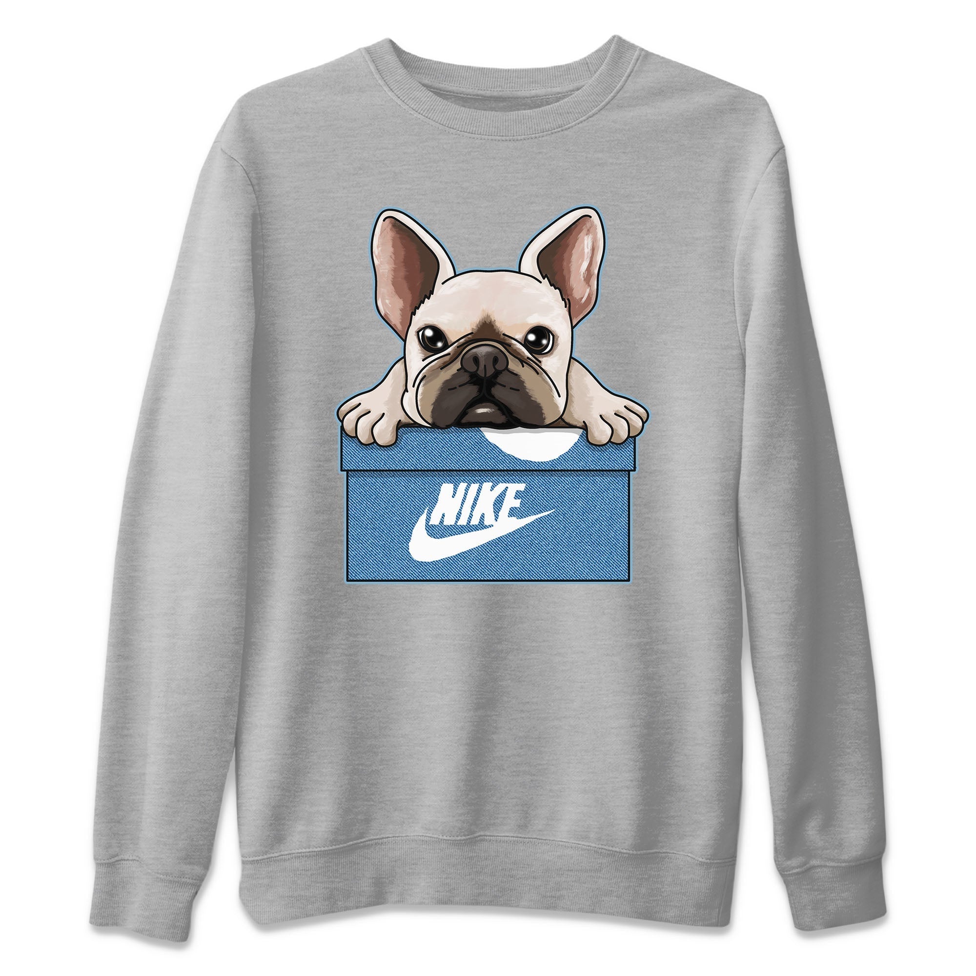 French Bulldog Unisex Sweater – Air Jordan 1 Denim, Sneakers Matching Sweater