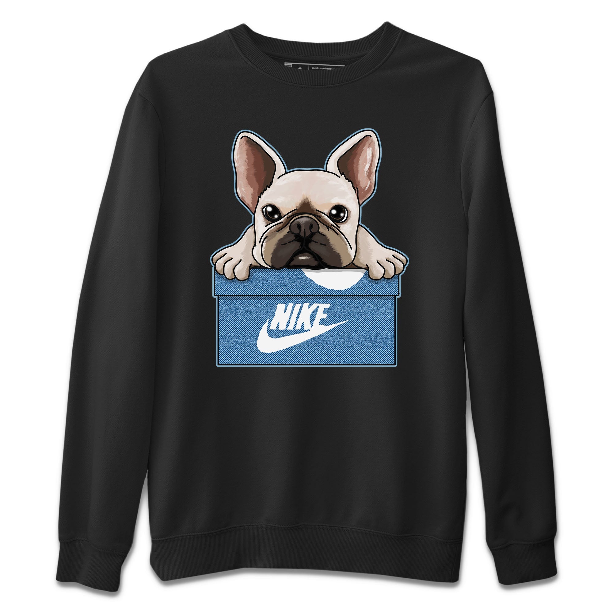 French Bulldog Unisex Sweater – Air Jordan 1 Denim, Sneakers Matching Sweater