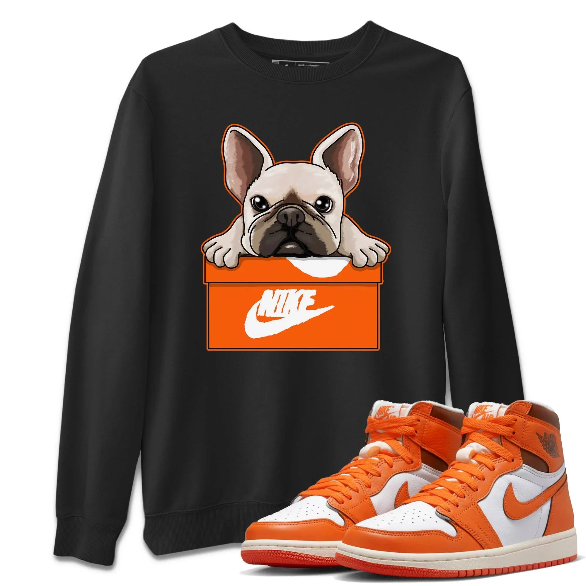 French Bulldog Unisex Sweater – Air Jordan 1 Starfish, Sneakers Matching Sweater