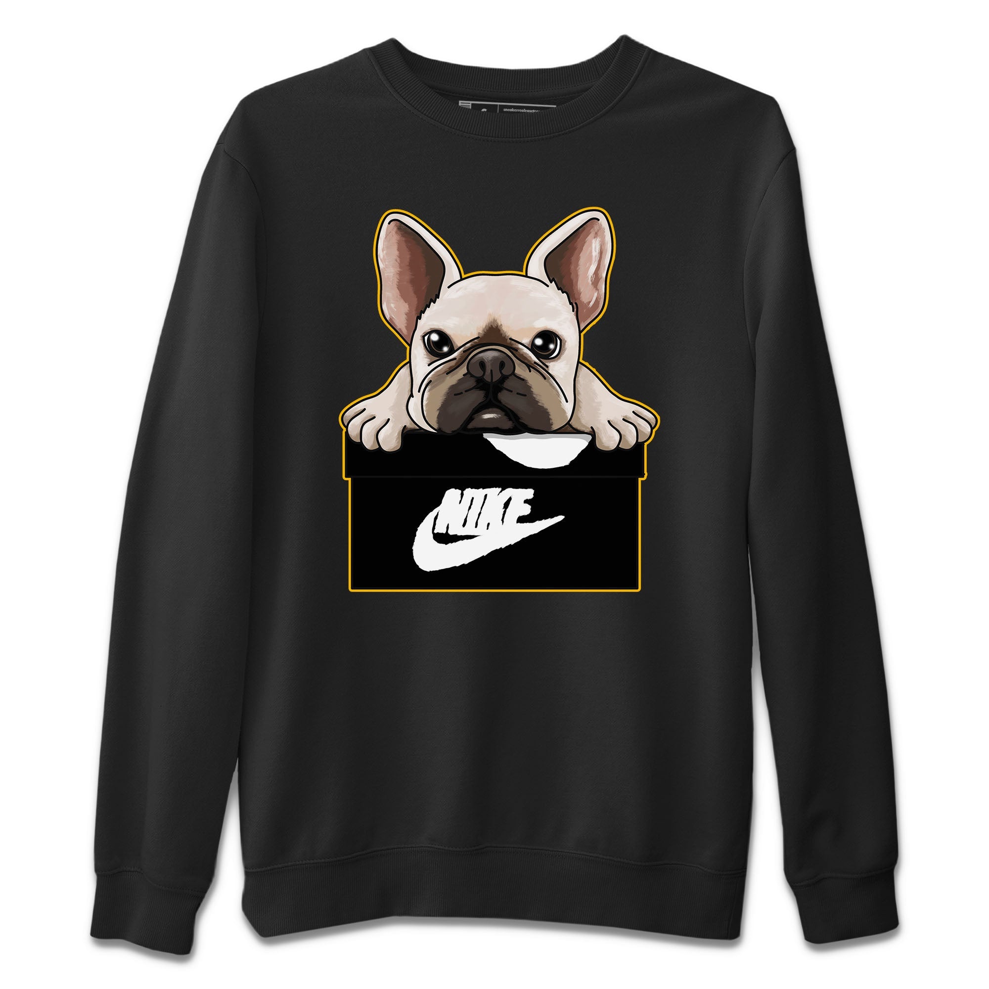 French Bulldog Unisex Sweater – Air Jordan 1 Taxi, Sneakers Matching Sweater