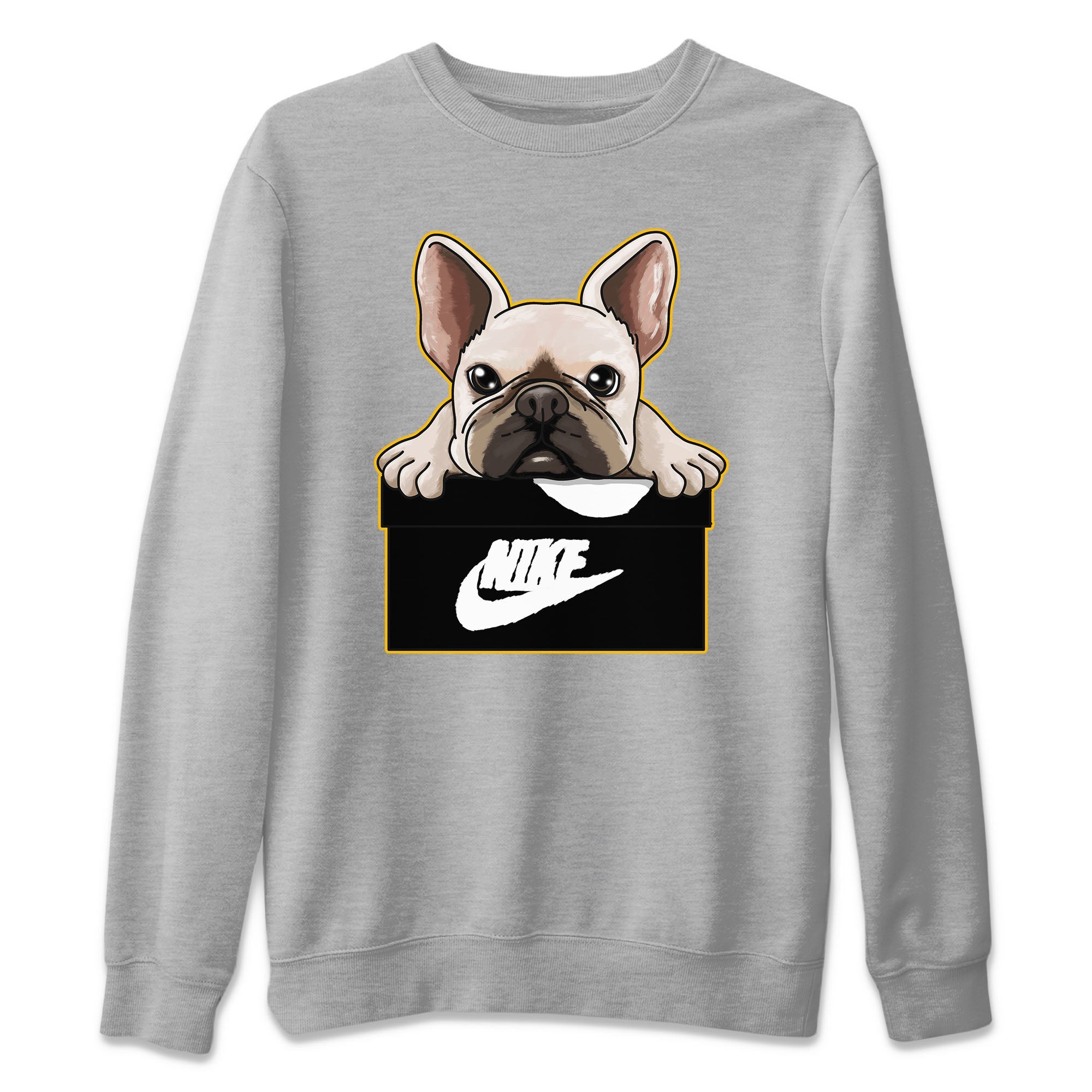French Bulldog Unisex Sweater – Air Jordan 1 Taxi, Sneakers Matching Sweater