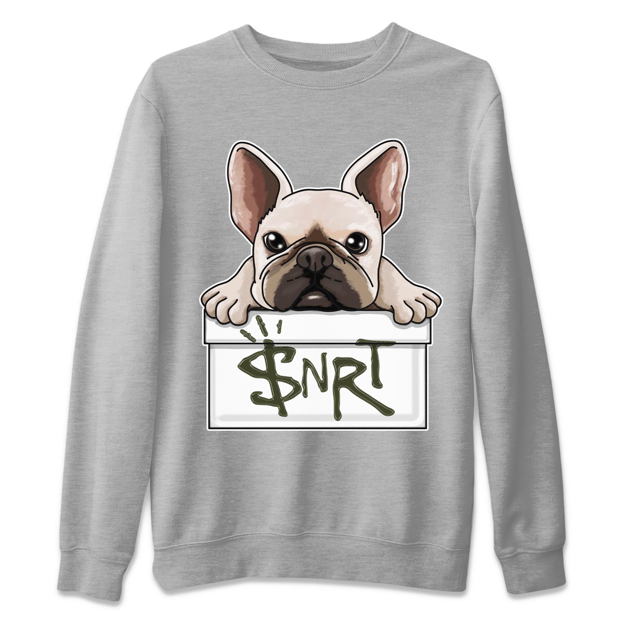 French Bulldog Unisex Sweater – Air Jordan 1 Travis Scott Olive, Sneakers Matching Sweater