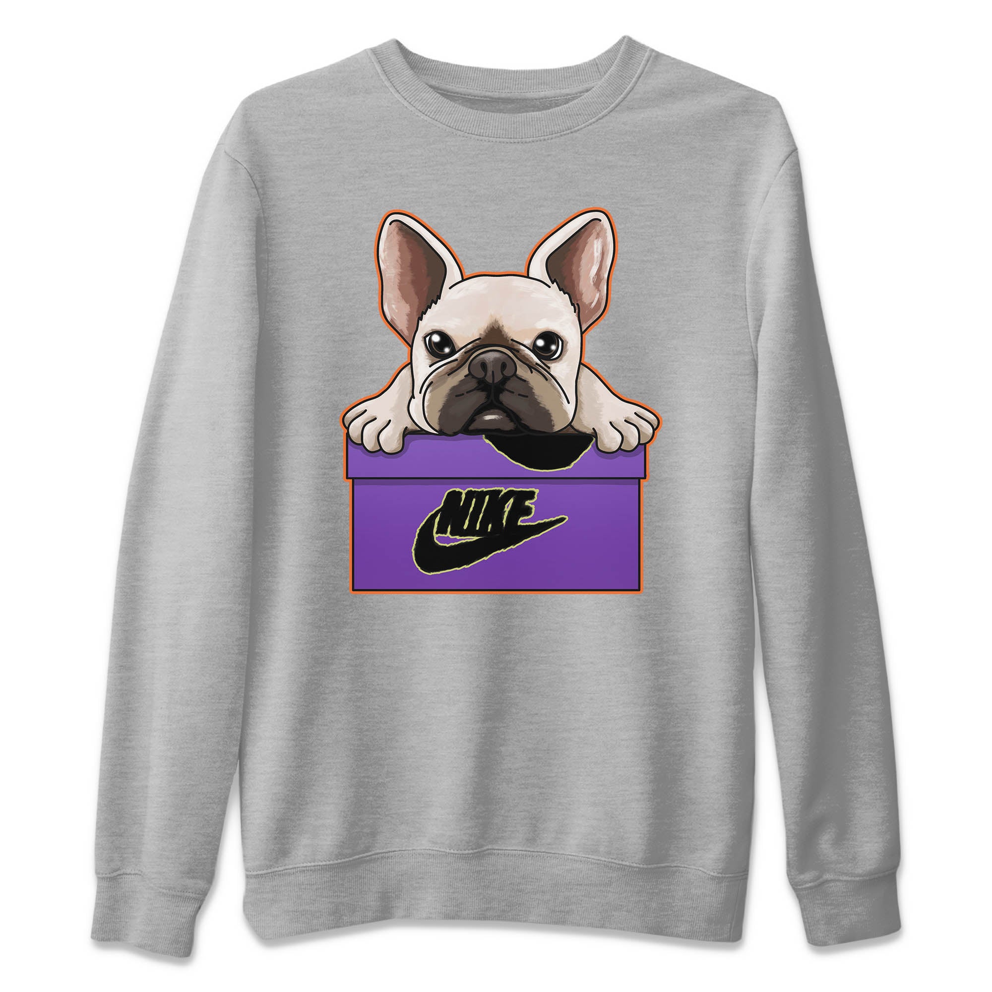 French Bulldog Unisex Sweater – Air Jordan 4 Canyon Purple, Sneakers Matching Sweater