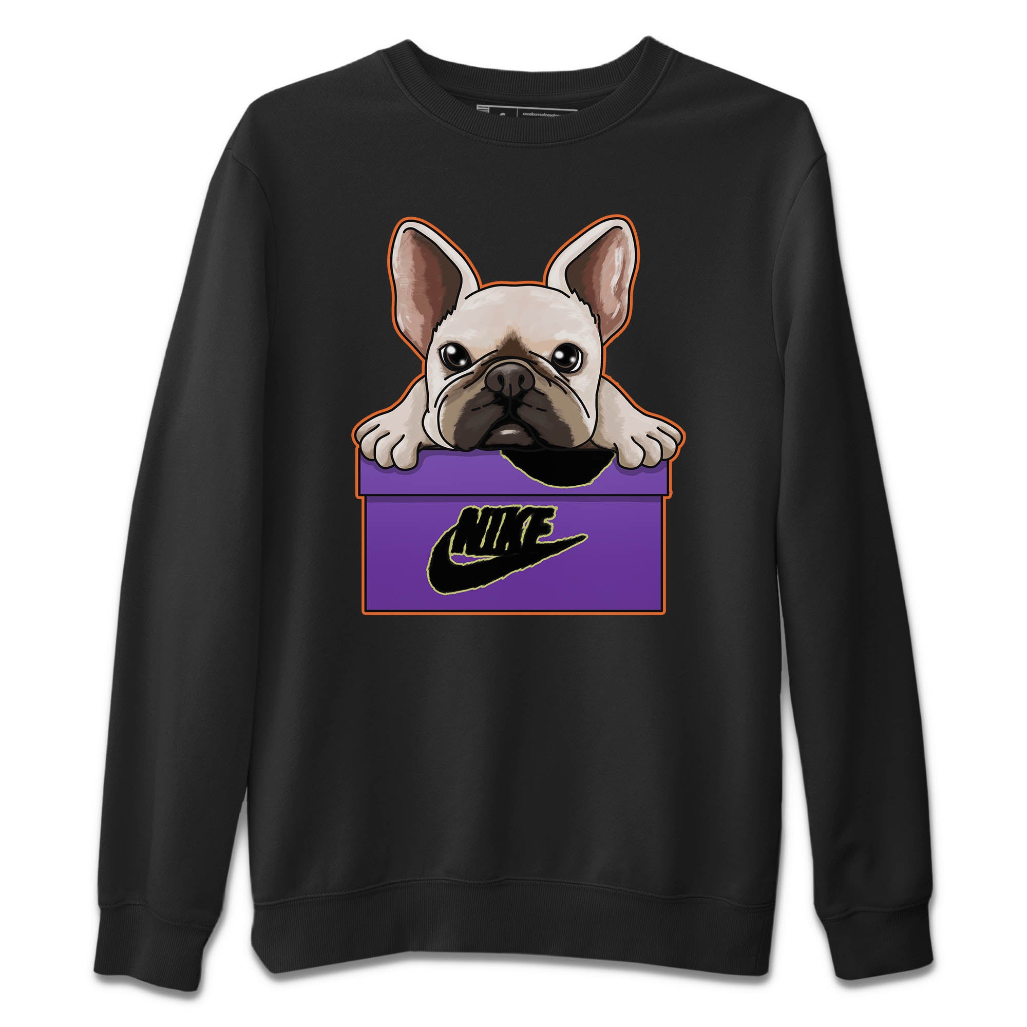 French Bulldog Unisex Sweater – Air Jordan 4 Canyon Purple, Sneakers Matching Sweater