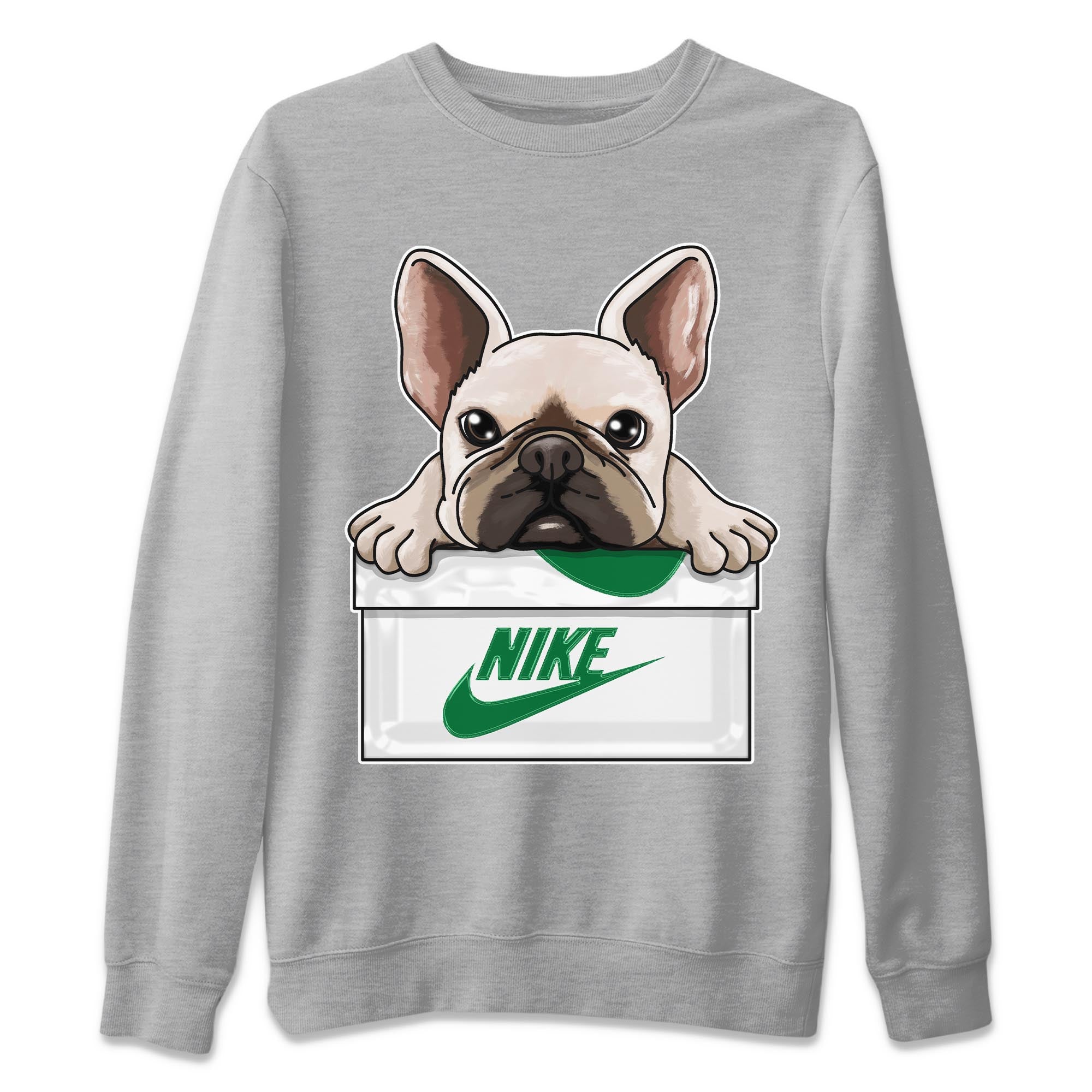 French Bulldog Unisex Sweater – Air Jordan 4 Pine Green, Sneakers Matching Sweater